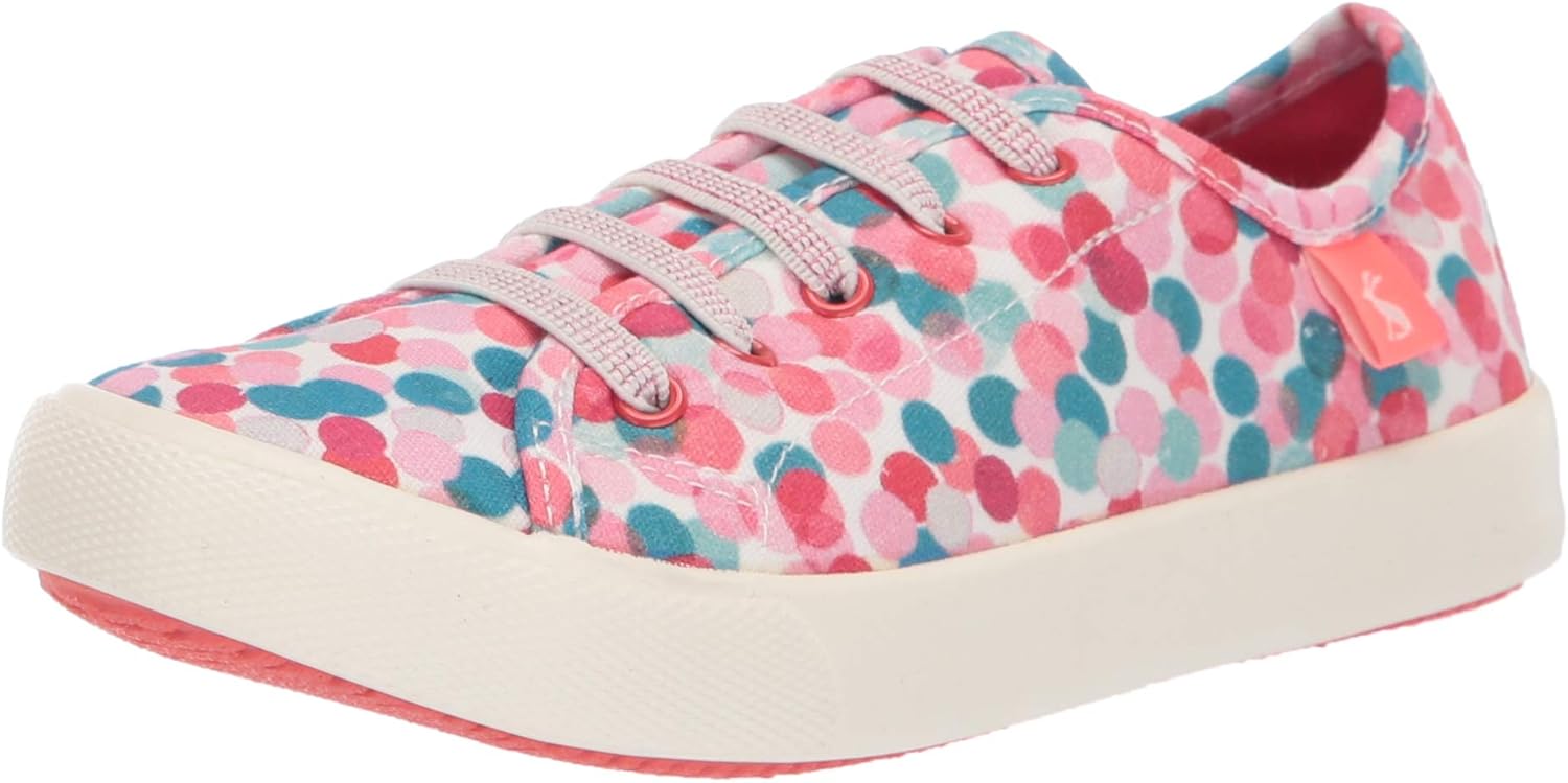 Joules Unisex-Child JNR Coast Pump Sneaker, White Fairy Ditsy, 9 M US Little Kid