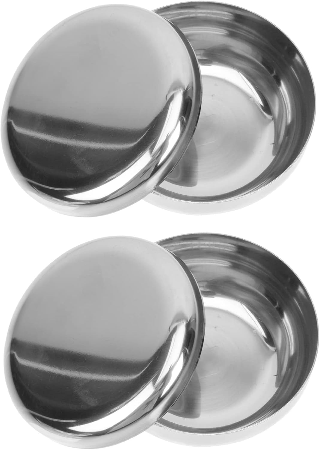 GANAZONO Korean Rice Bowls Stainless Steel Rice Bowls with Lid 2-piece Traditional Steam Bowls 3.93 in Round Kitchen Bowls for Dining Buffet Restaurant Serving