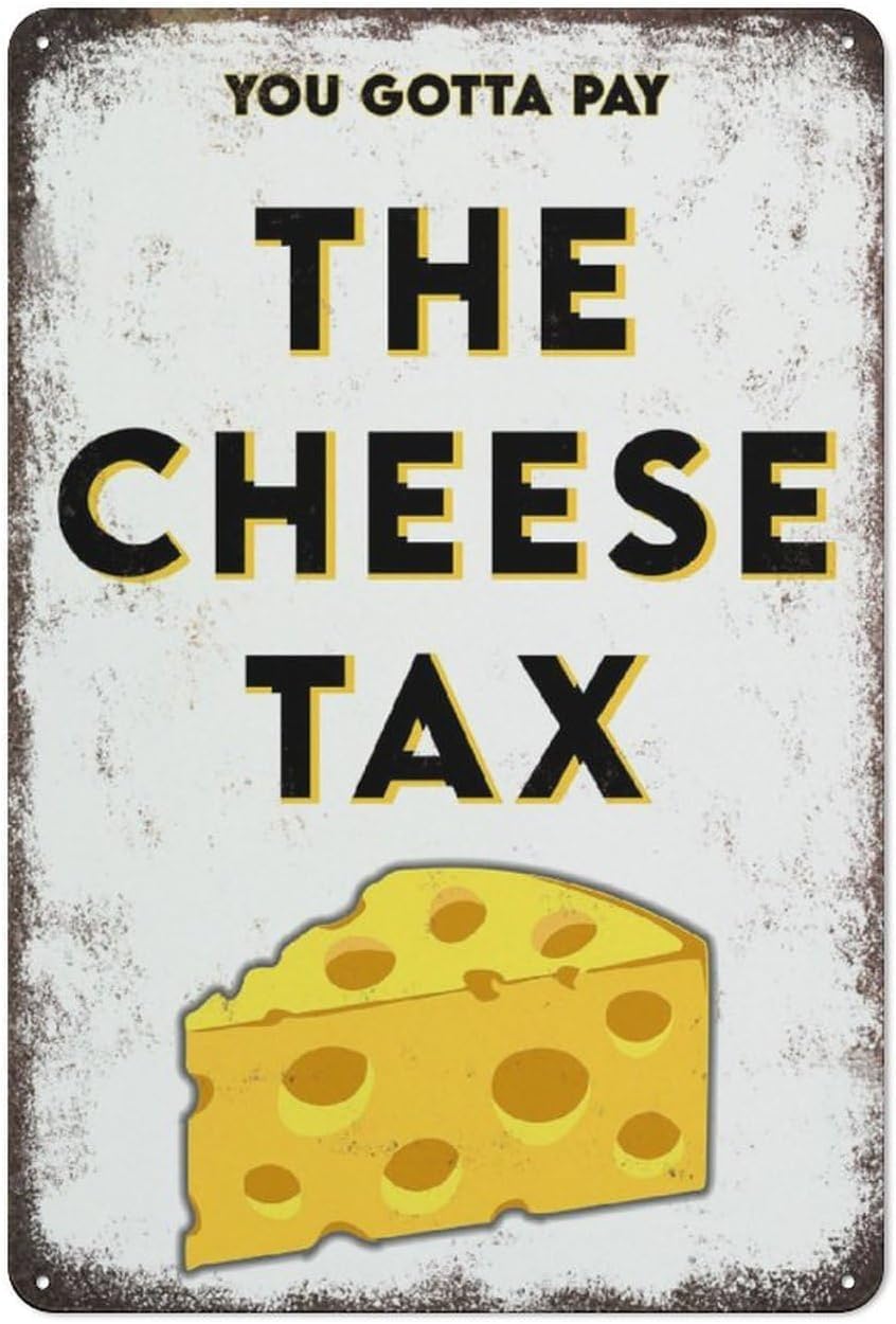 Peiyeety The Cheee Tax Ong Lover Cheee Ong The Cheese Tax Song Wall Art Funny Dog Metal Tin Sign Poster Vintage Gift Aluminium Creative Novelty Unique Funny Decoration Waterproof 8X12 Inches