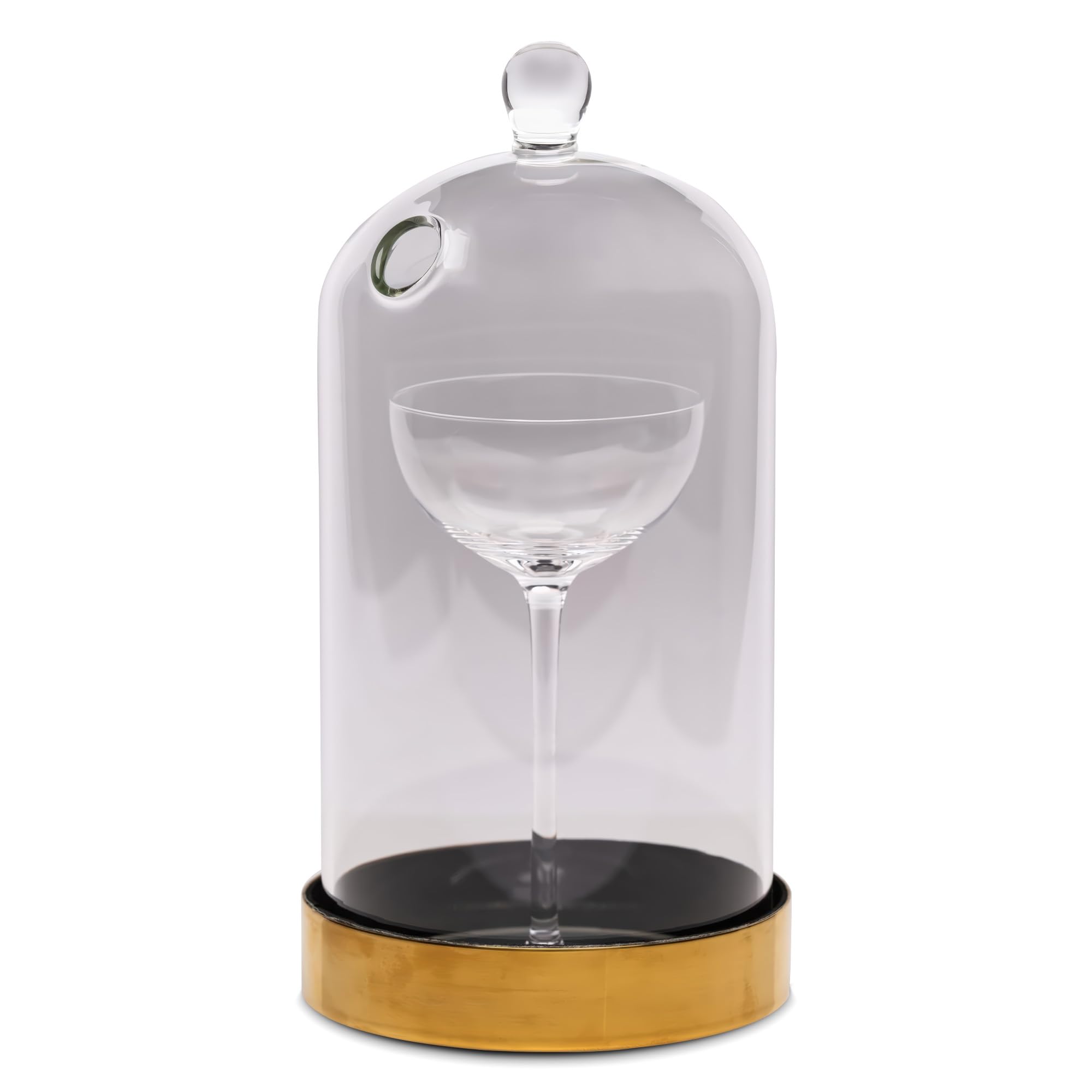 Flavour Blaster Clear Large Drinks Cloche, H 29 Cm X W 16 Cm | Perfect Size For Concealing A Stemmed Glass | Gold Stainless Steel Base & Non-Slip Inner | Stylish Cocktail Presentation Accessory