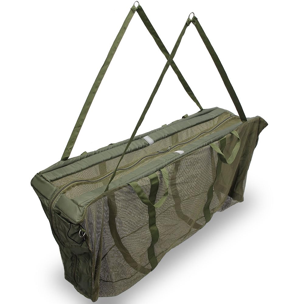 Carp Fishing Floating Weigh Sling, Flotation sling with Mesh Net Design with Zip Closure, Reflective Strips and Carry Case