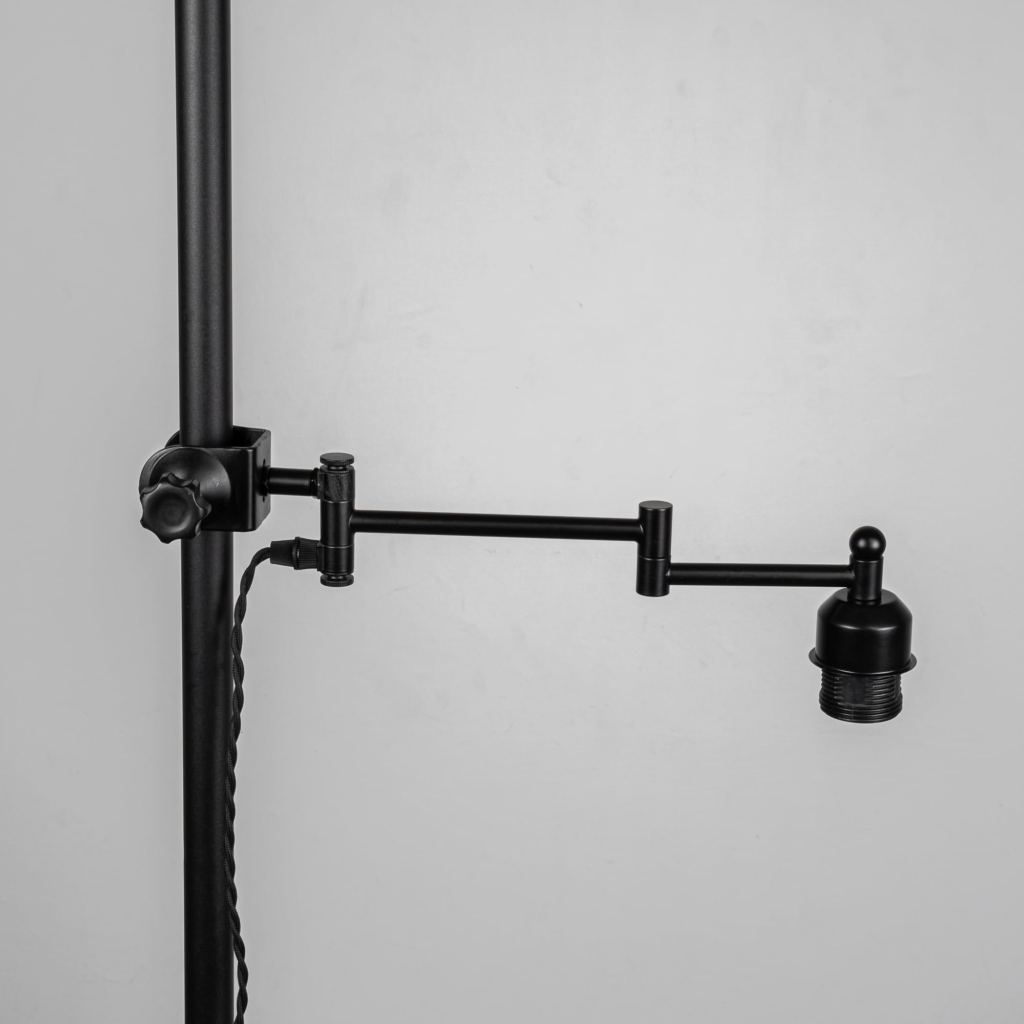 Mounted On Support Rod Indirect Lighting Plug in Twisted Cord Angle-Adjustable Stand Light Modern Design for Reading Rental House Living Room(No Bulb)