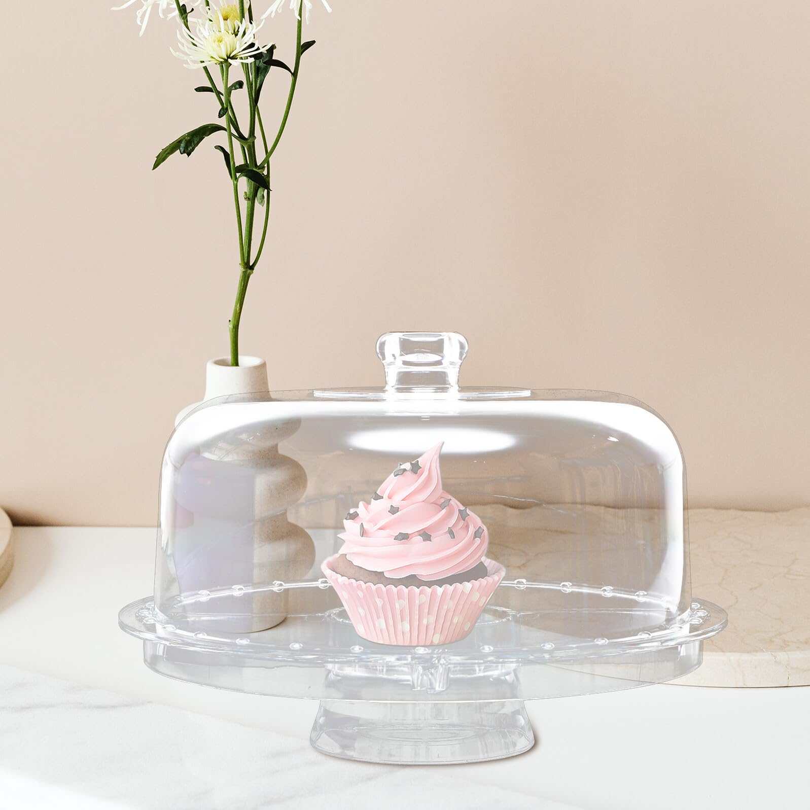 IMIKEYA Acryl Kuchenplatte Groß Transparent mit Rundhaube 6-in-1