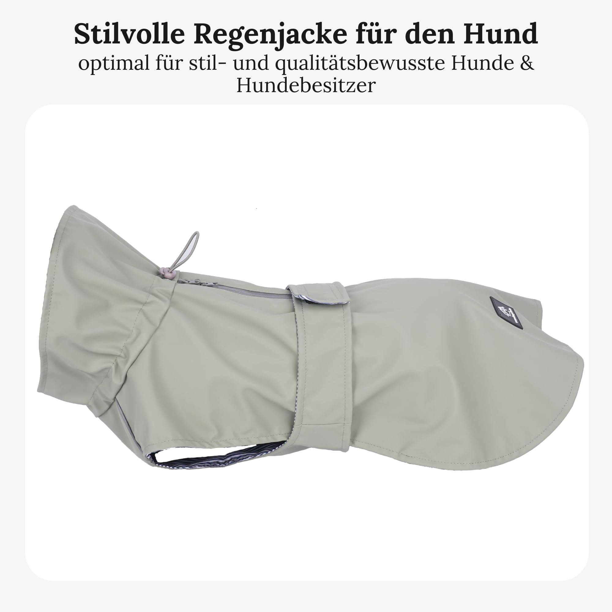 Hunderegenmantel in Grau, Größe L – Hundemantel Stilvoll und Elegant – wasserdichte Hundejacke - optimal für kleine und mittelgroße Hund – minimalistische Hunderegenjacke