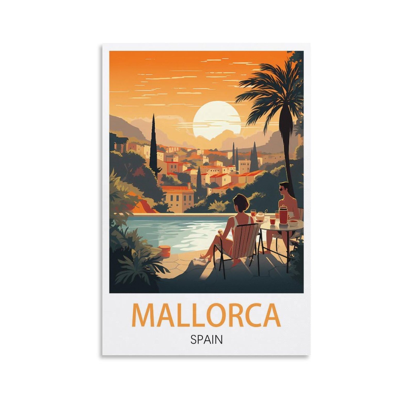 Orbana Unframe-Style Mallorca Spain Vintage Travel Posters 08X12inch(20X30cm) Canvas Print For Living Room, Bedroom, Dorm, Home, Office Wall Decoration