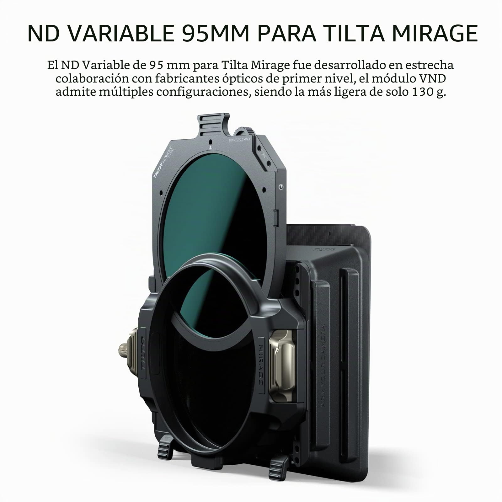 Tilta Filtro ND Variable de 95 mm para Tilta Mirage Matte Box [1-9 Paradas] Compatible con Lentes con hasta 95 mm de diámetro Frontal MB-T16-VND