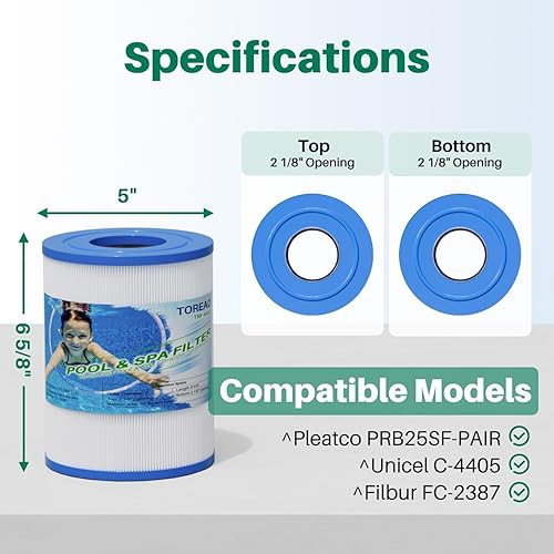 Miniatura 2 de TOREAD Filtro de spa PRB25SF que reemplaza a Unicel C-4405, Filbur FC-2387, PRB25SF-PAIR, R172464, APCC7062, CMP 25392-000-100, 17-2464, 817-5010 -