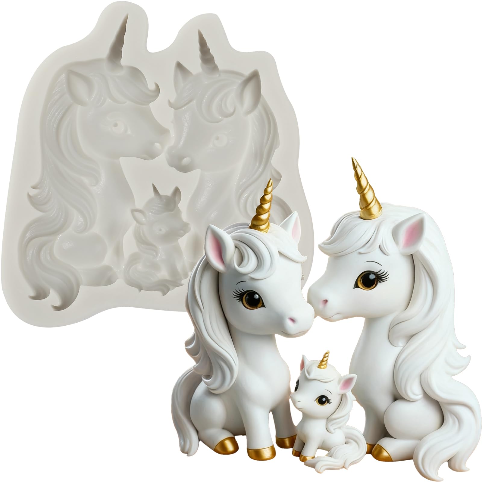 1Pc Cozy Family-Friendly Unicorn Fondant Mold, Cute Unicorn Chocolate Silicone Molds,for Cake Decorating, Cupcake Toppers Candies Jellies Syrups Candles Resins Polymer Clay