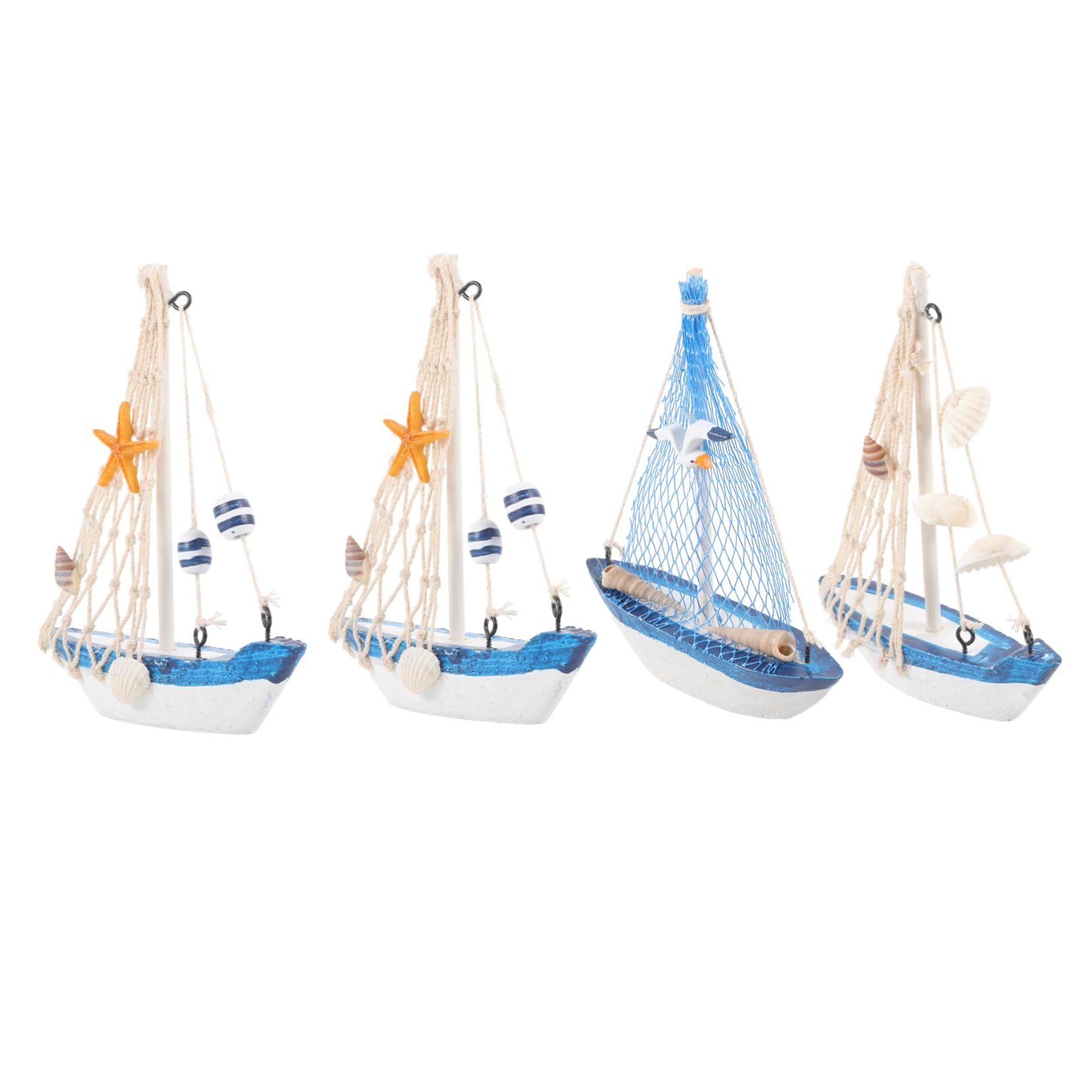 ULTECHNOVO 4Pcs Sailboat Model Decorations Nautical Home Decor for Modern Boat Ornaments to Enhance Indoor Style and Atmosphere