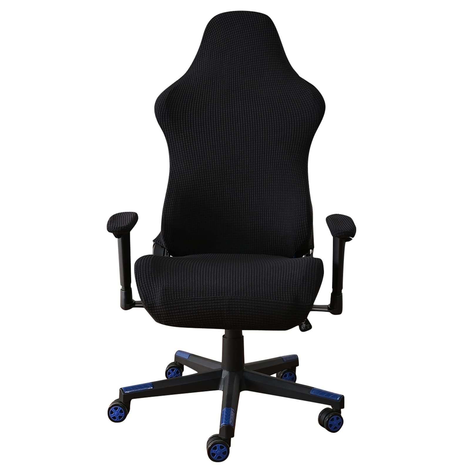 Wwqqkj Black Nero Stretch Gaming Chair Cover, Ergonomic Office Chair Cover With Armrests,