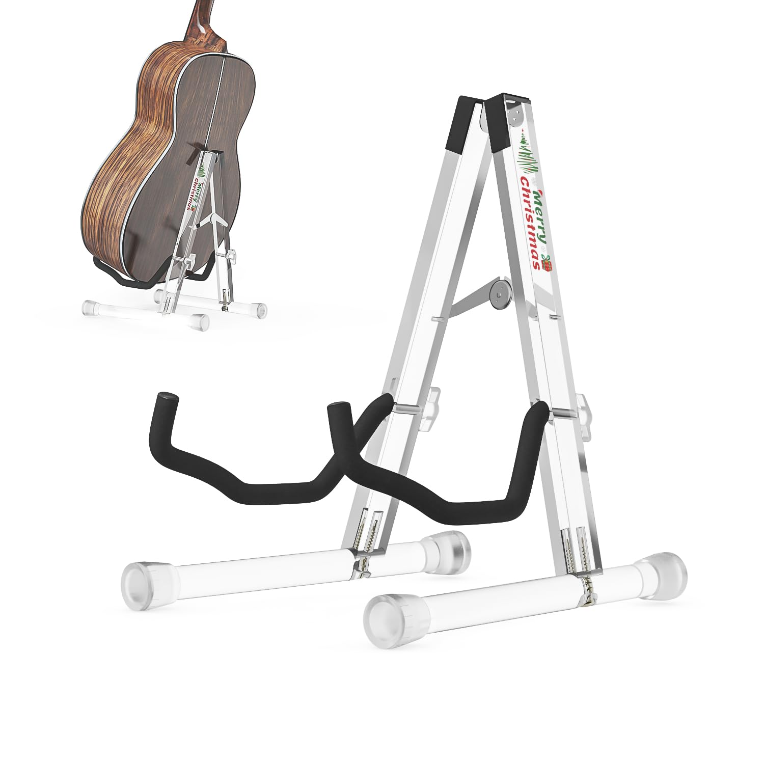 DIDA A Frame Guitar Stand, Acrylic Transparent Stand Floor for Acoustic Guitar, Electric Guitar, Cello, Guitar Holder, Single Guitar Stand (Merry Christmas, Acoustic Guitar)