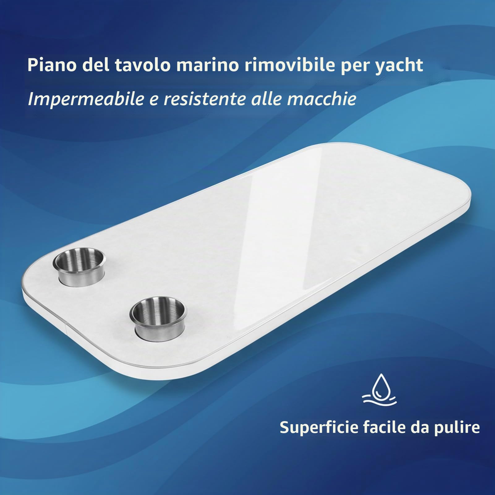 Tavolo da barca marittimo, tavolo rimovibile resistente alle intemperie con 2 tazze per Wohnmobile (Bianco)