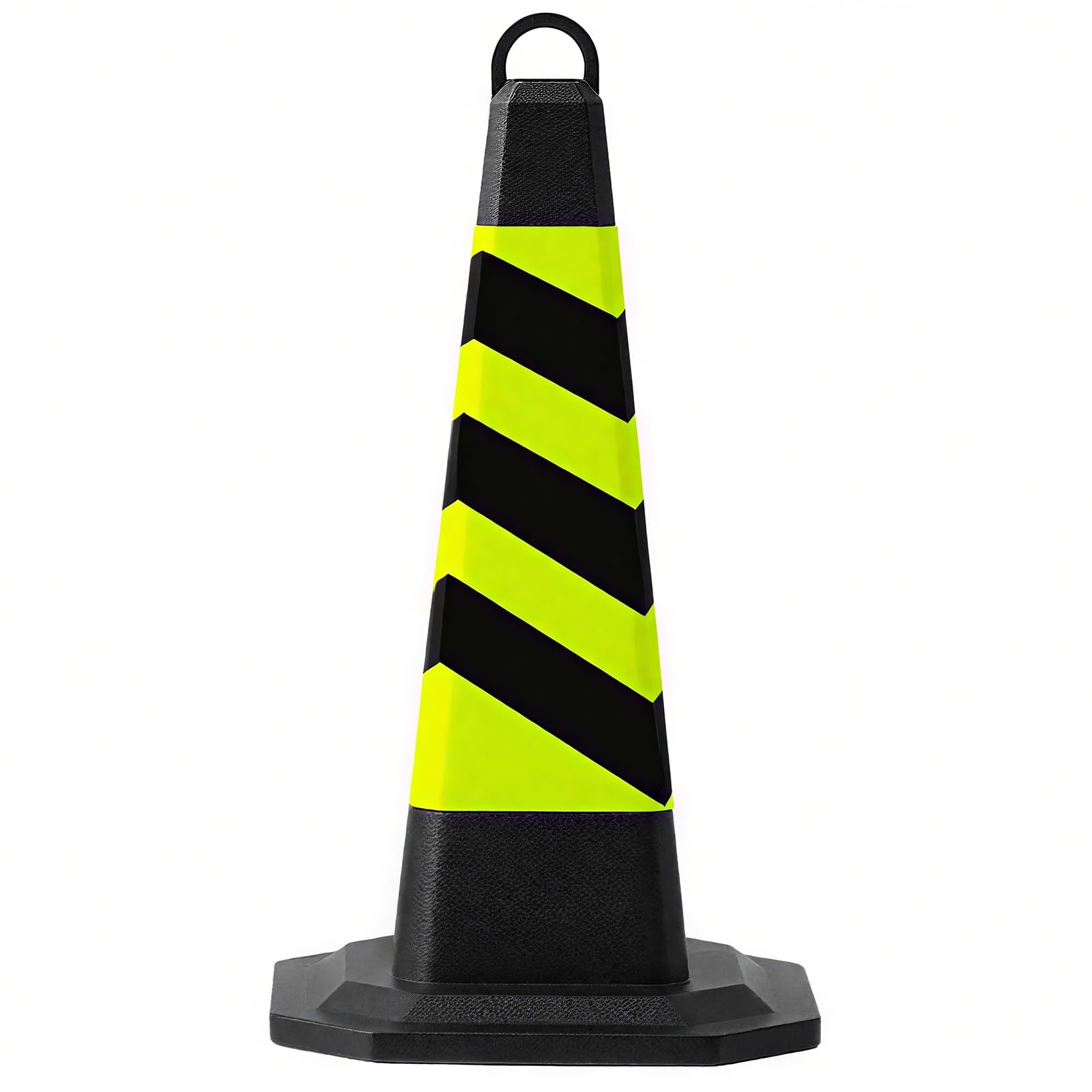 Cône de Signalisation,Bollard de Sécurité, Barrière D'allée, Plot de Marquage, Cône Circulation, Bandes Con Réfléchissantes, 70 cm(Black Yellow)