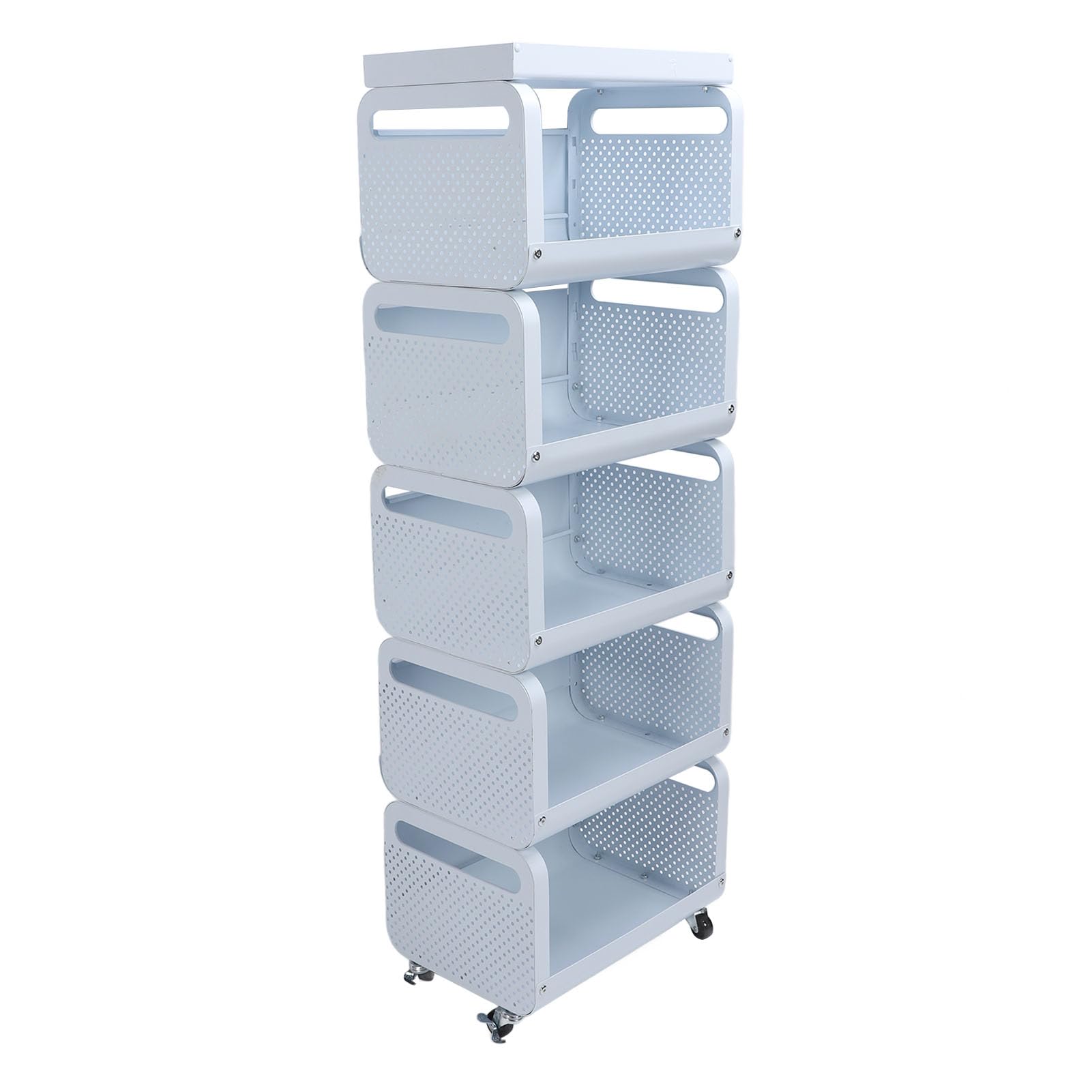 Pssopp Carrito Utilitario Rodante, Carrito de Almacenamiento de Utilidad, Carrito Utilitario de Acero Inoxidable, Estante Organizador para Oficina, Baño, Cocina (5 Niveles)