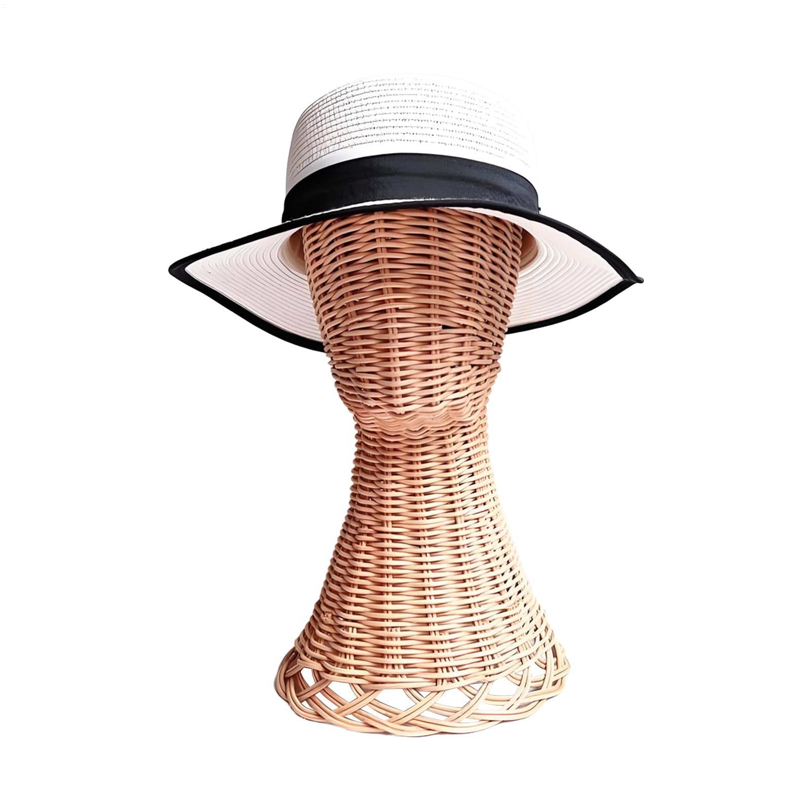 Soporte de exhibición de Sombreros: Cabeza de maniquí de ratán para organizar Bufandas y Sombreros, Estante de Mesa con Base sin Puntas, hogar, , Armario, peluquerías y
