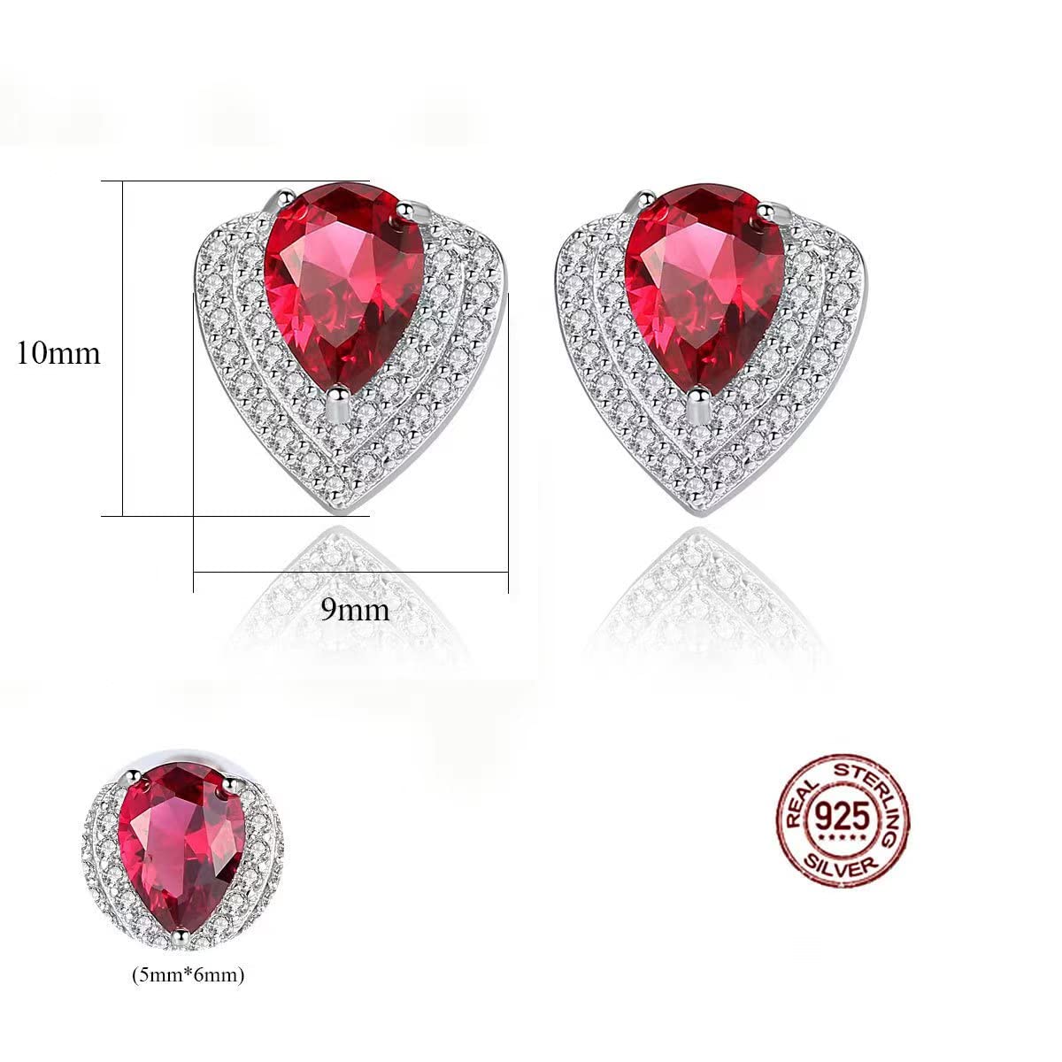 WZGWDC Ohrstecker Damen Sterling Silber Pavé Herz Zirkonia Ohrringe-Grün