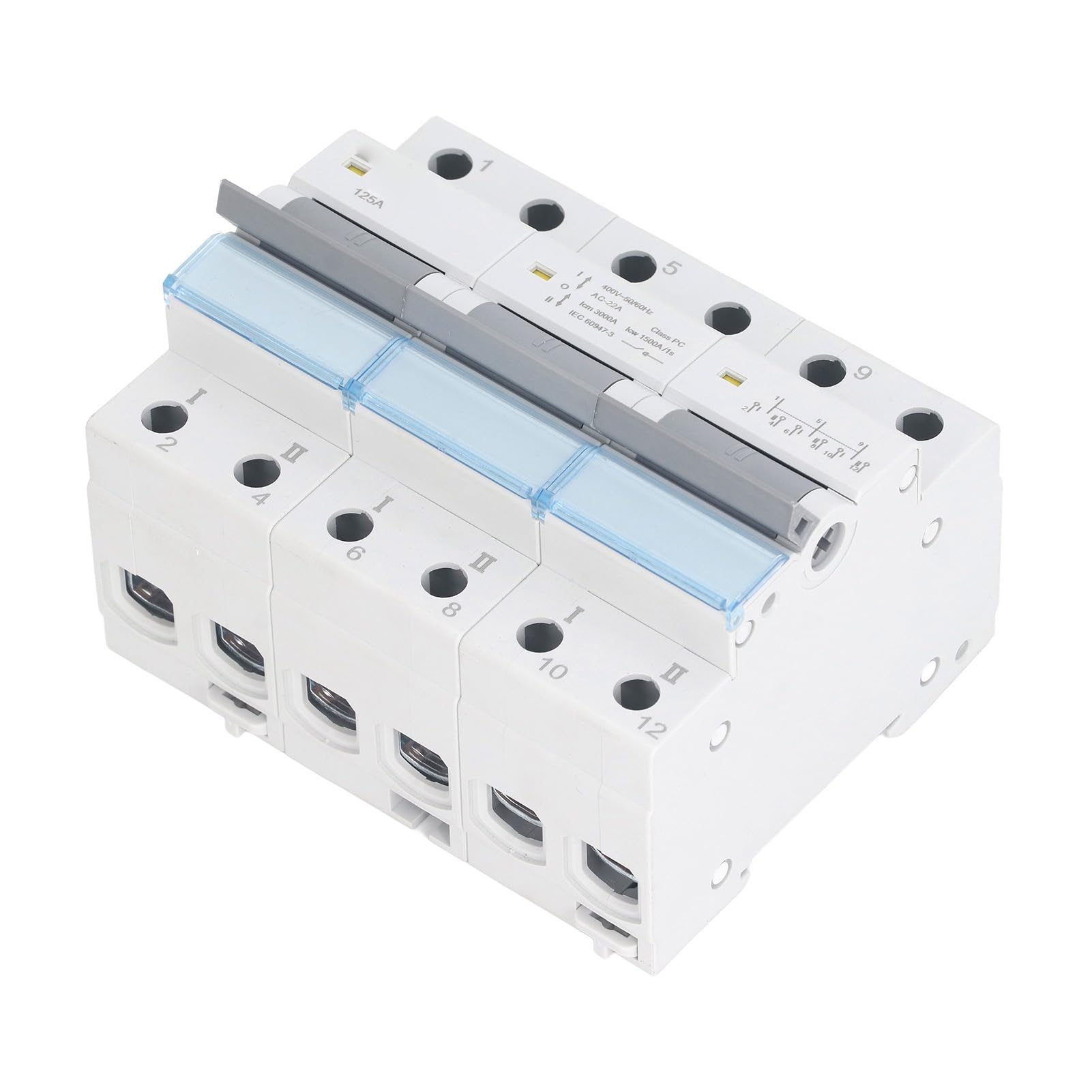 KIMISS Interruttore Automatico Sezionatore CC Solare 3P 125A 400V - Isolatore a Doppia Alimentazione per Sistemi Solari Eolici e Applicazioni di Array Fotovoltaici
