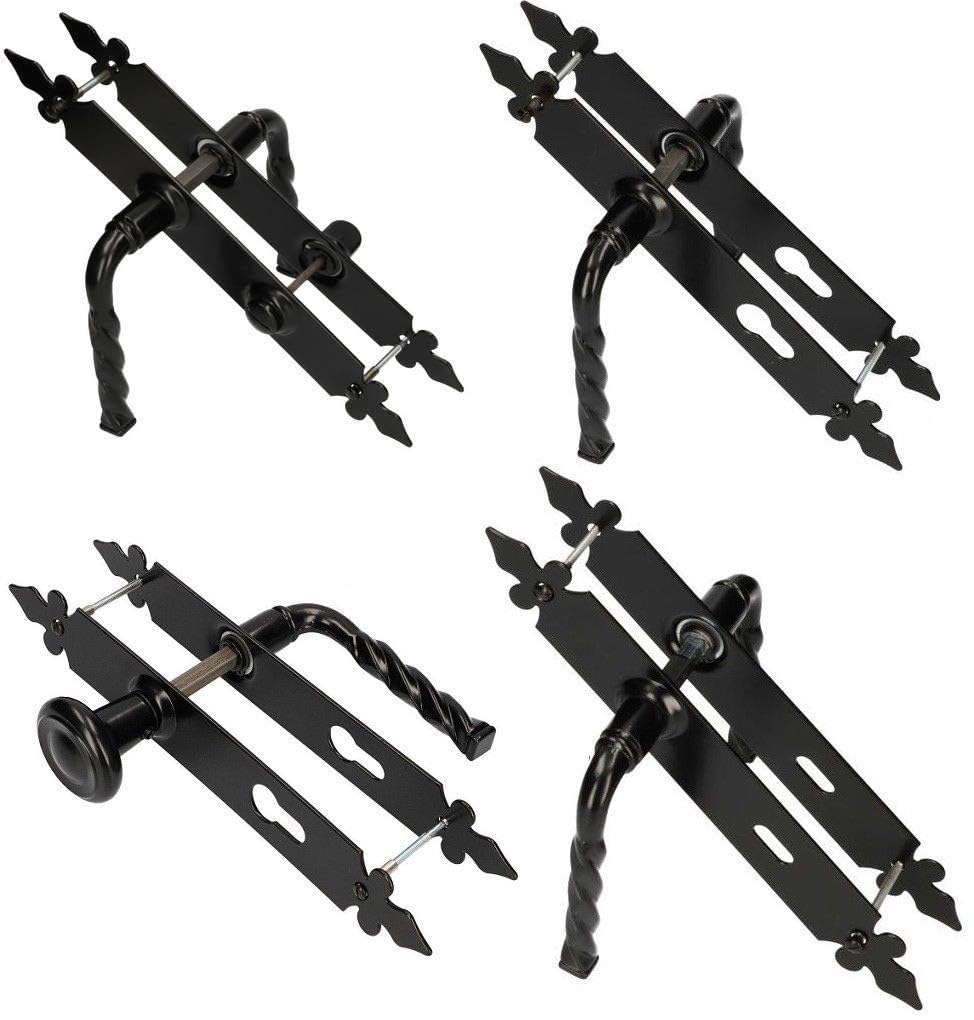 Maniglia per porta 72 mm PZ/BB/WC Maniglia per porta, maniglia per porta, set decorativo nero universale interno esterno ferro battuto antiruggine (BB)