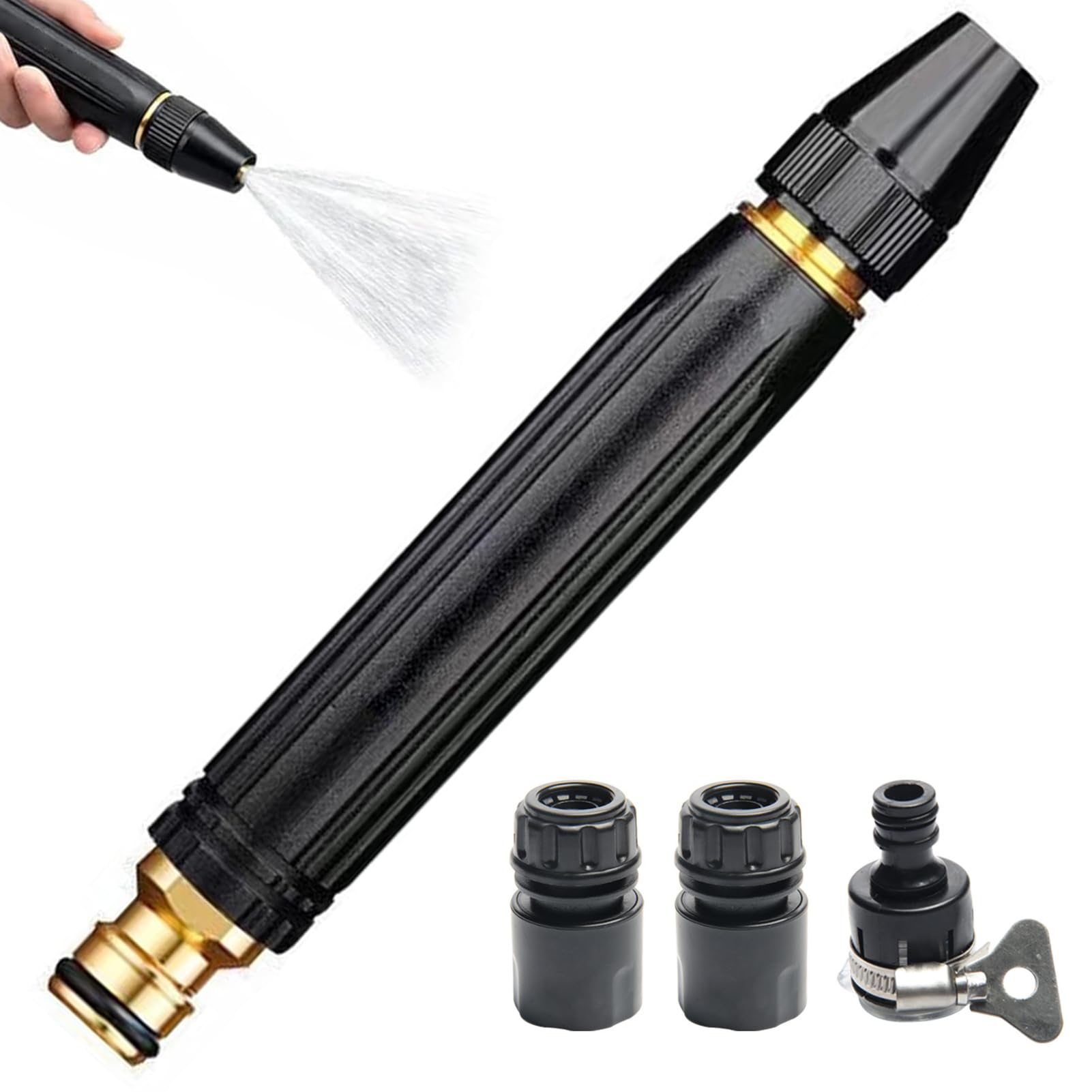 Heavy Duty Adjustable Water Nozzle Jet Sweeper, High Pressure Garden Hose Sprayer, High-Pressure Car Wash Water Gun with Booster Nozzle & 3 Spray Modes, High Pressure Jet Nozzle for Car Washing