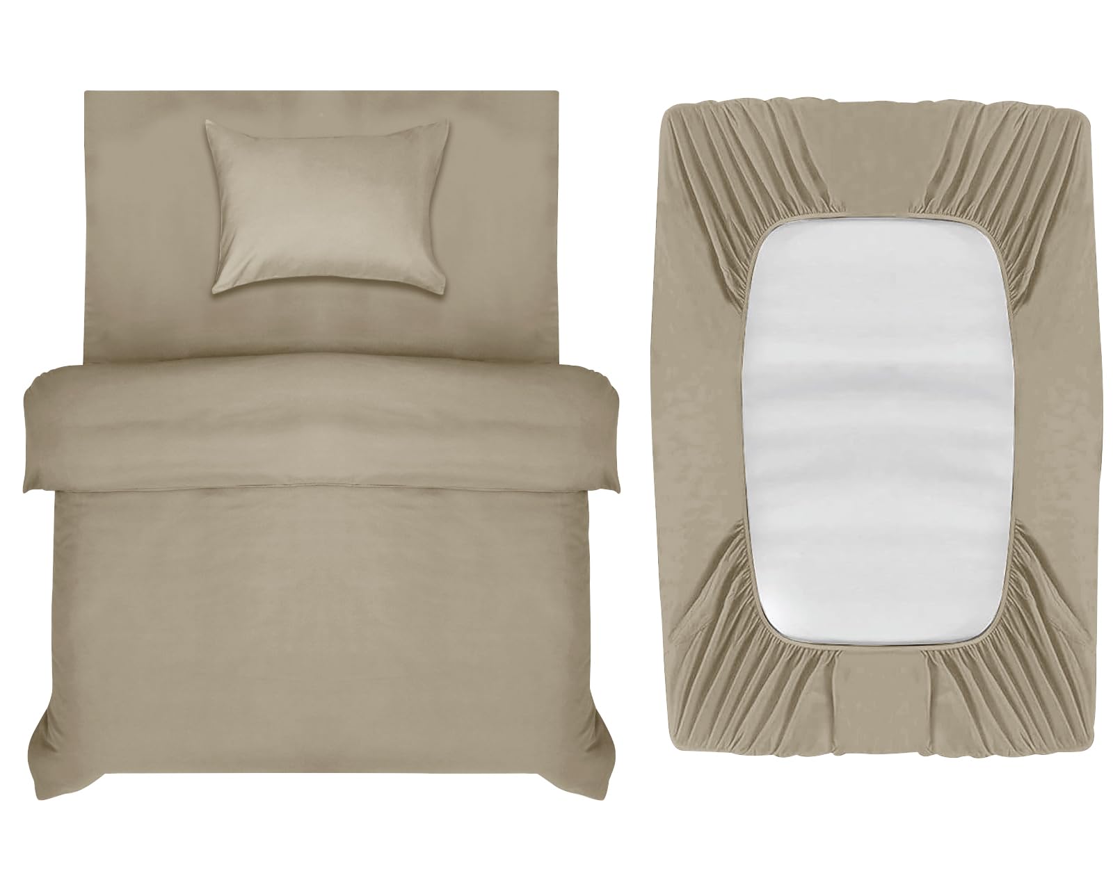 INSPIRE HOMEWARE Single Duvet Cover Set - Duvet Cover,Fitted Sheet with Pillowcase - Premium Brushed Microfiber 3 piece Single Bedding Sets - Beige Quilt Cover Set for All Seasons โ image 1