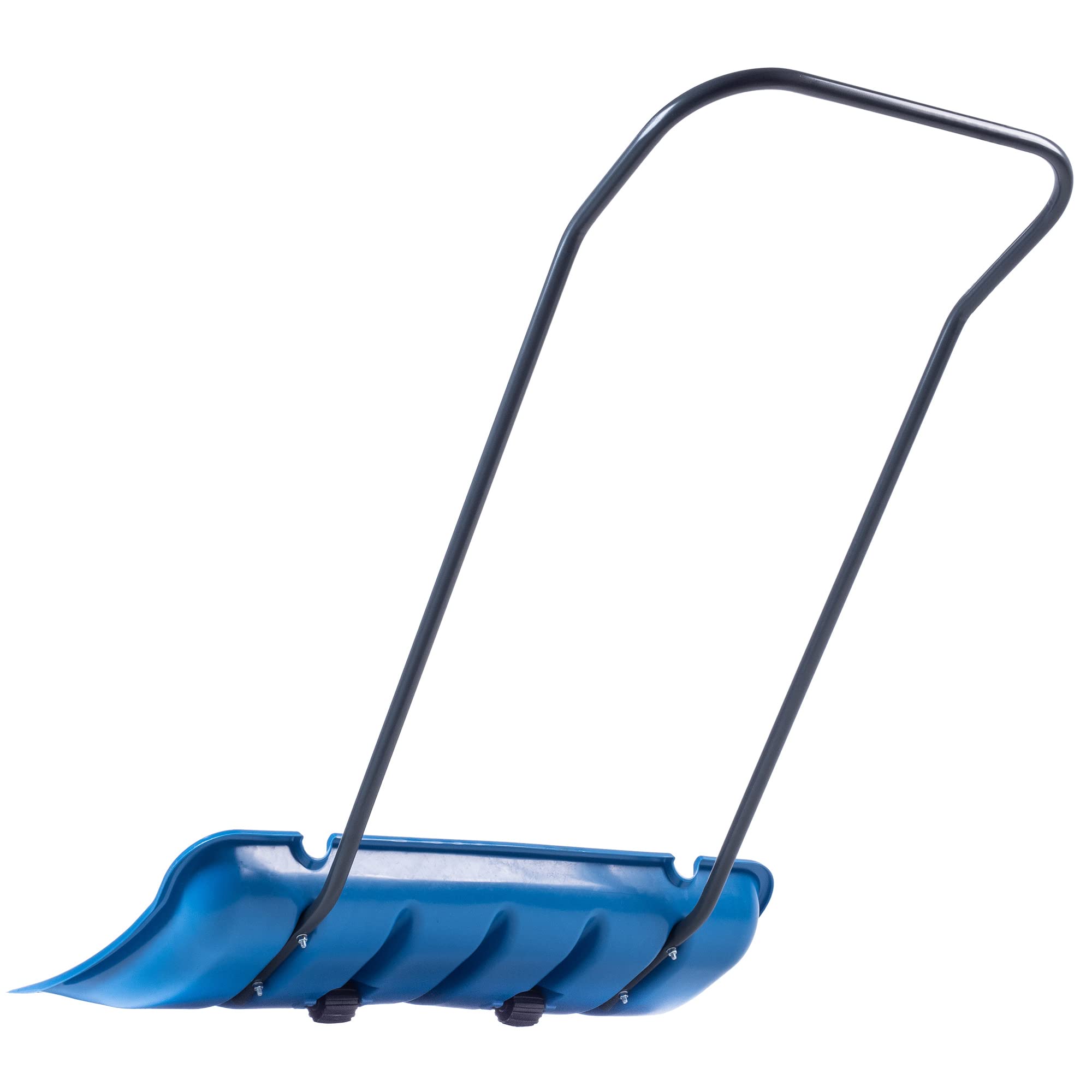 KADAX Pelle à Neige en Plastique dotée d'une Ferrure en Aluminium, Outil de Déneigement Robuste et Efficace avec Roues et Manche en Métal (Bleu)