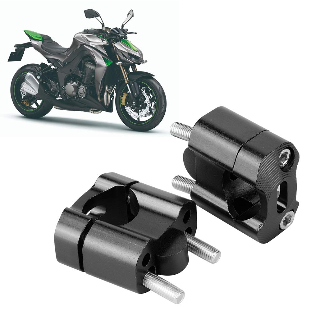 Qiilu Coppia 22mm/28mm 1/8in 7/8in Moto Manubrio Morsetti di Montaggio Riser Adattatore CNC in Lega di Alluminio (Nero) D5m971