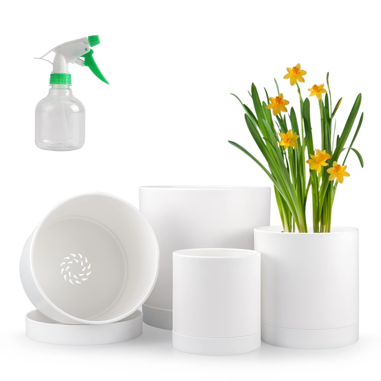 SPEPLA4 Pack Plastic Plant Pots Bundle (4/5/6/7 Inch)