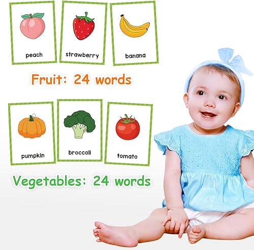 Miniatura 8 de Tarjetas de aprendizaje de frutas y verduras, palabras de alta frecuencia, lectura inicial, jardín de infantes, materiales de enseñanza de ESL,