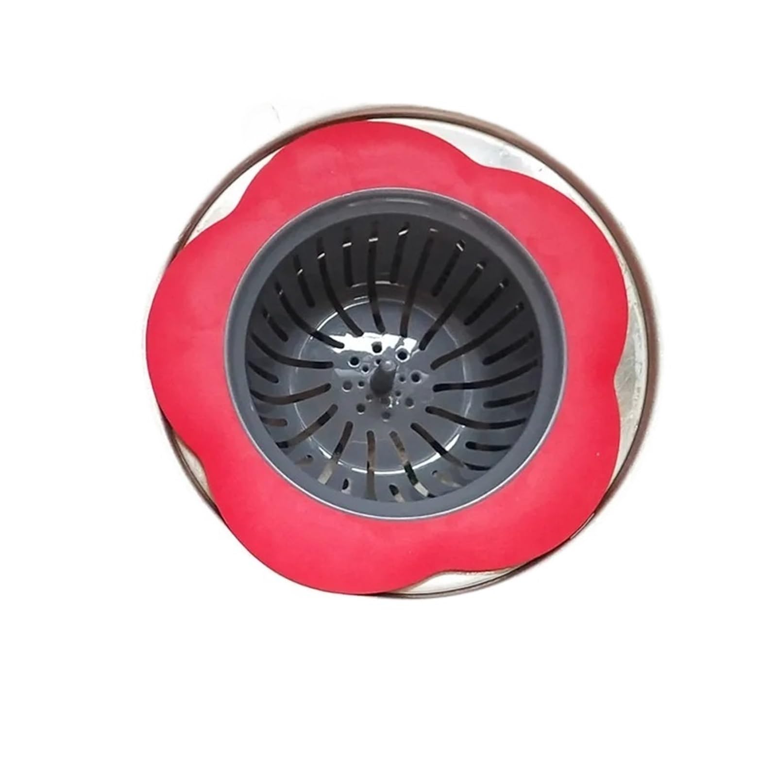 SNGUOQ 4pcs Kitchen Mesh Sink Drain Silicone Strainer Flower Shape Bathroom Hair Filter Fine Hole Trap Waste Screen For Kitchen Sinks And Filters(Red)
