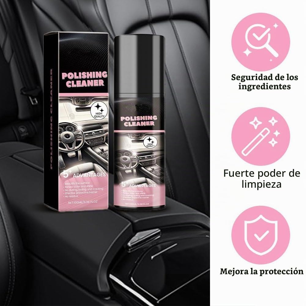 Rakiuty Interior Beauty Spray,Multifunctional Car Cleaner,Car Interior Spray,Polish Cleaner for Car Interior,Car Plastics Car Interior Cleaner,Spray para Pulir Interiores de Automóviles