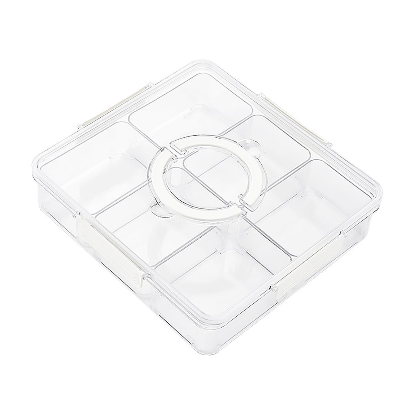 Plateau de service divisé réglable avec couvercle – Grande capacité pour fruits, desserts et assaisonnements – Idéal pour les fêtes et les divertissements