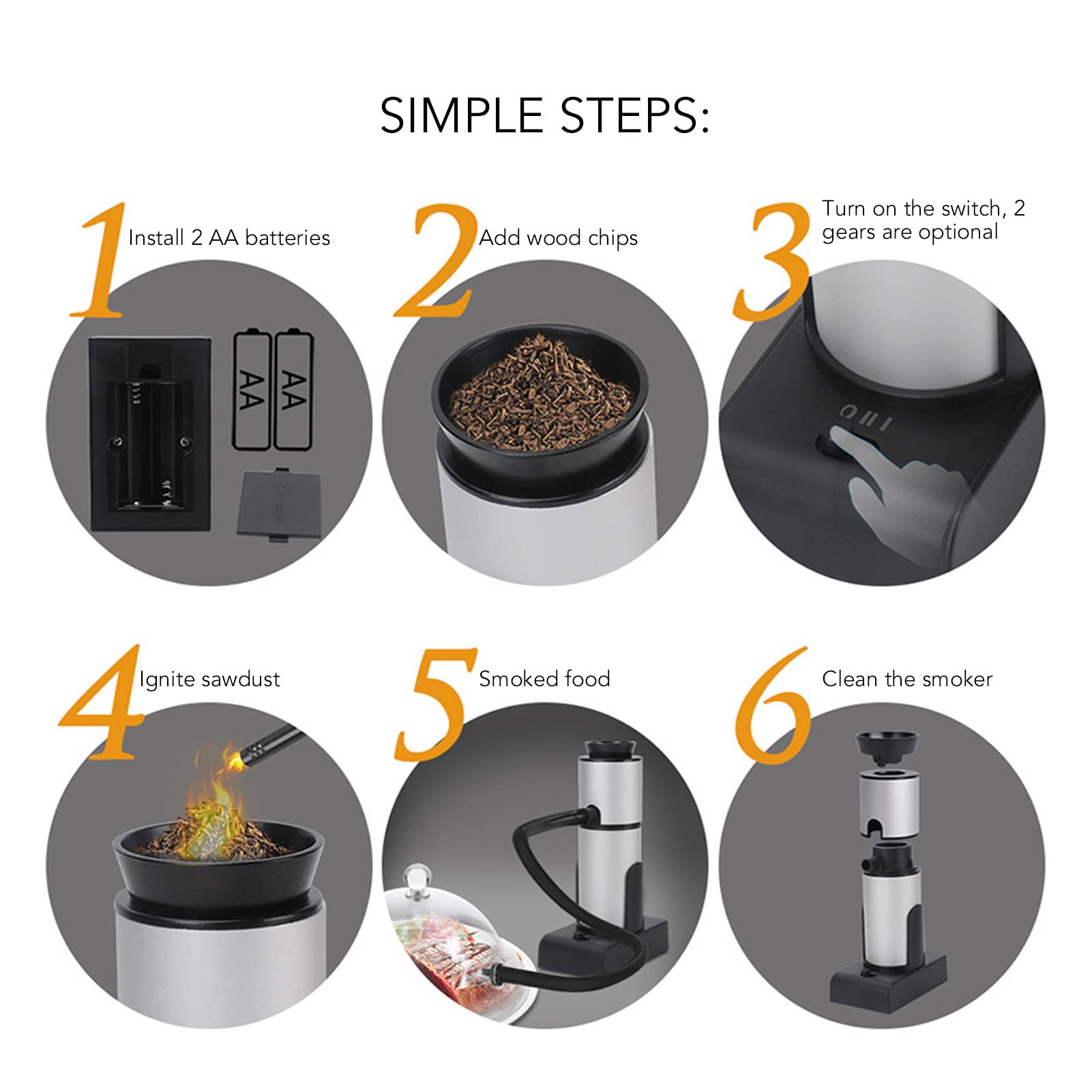 Generic Kit de Infusor de Mano Ajustable para Ahumador de Cócteles y Bebidas para Barbacoa y Cocina, Apto para Cócteles Carnes, Fabricado en Aluminio (BLACK)