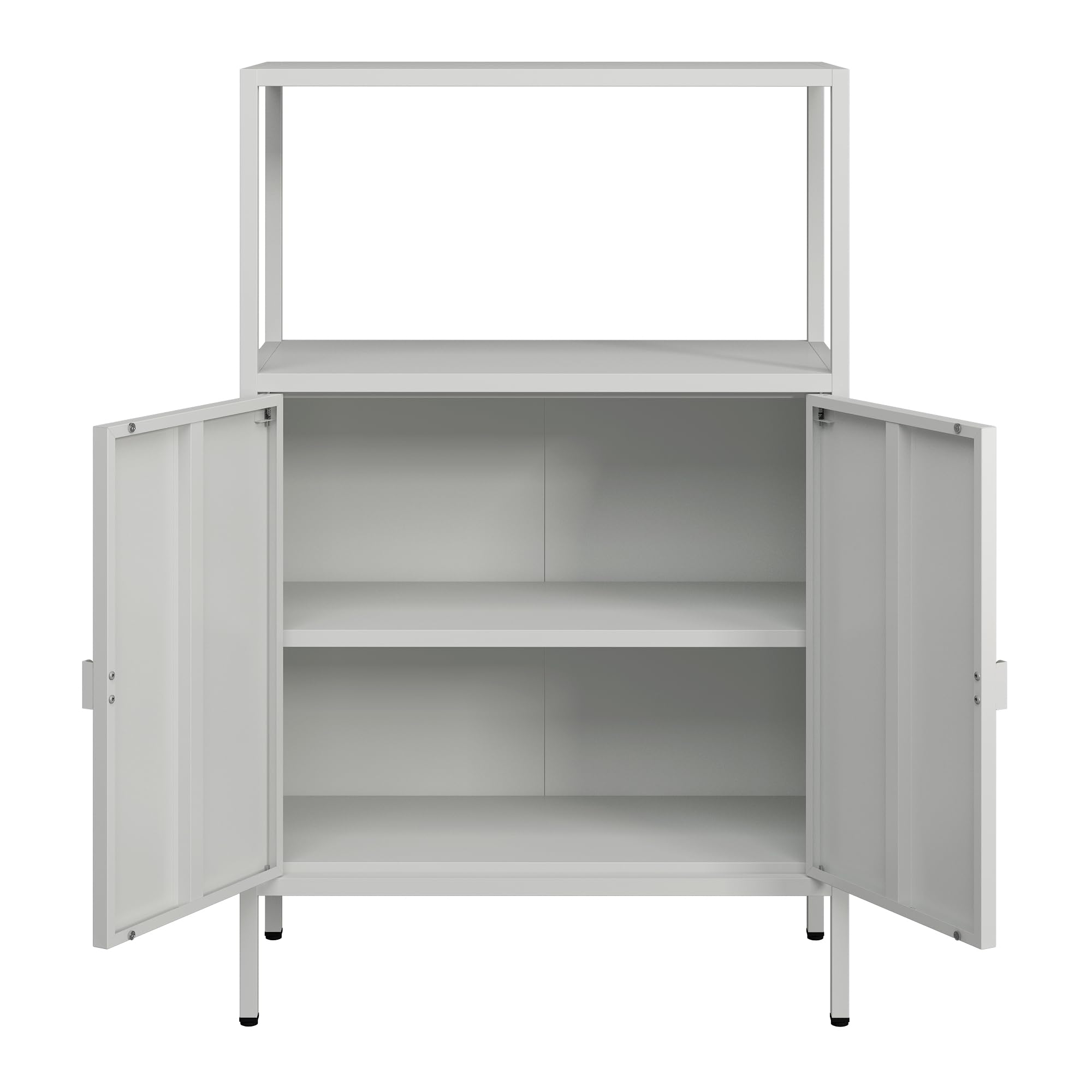 [en.casa] Armadio a 2 Ante e Ripiano Interno Regolabile in Altezza Armadio da Ufficio con Scomparto Aperto Mobile in Acciaio per Archivio 110 x 70 x 40 cm - Grigio chiaro