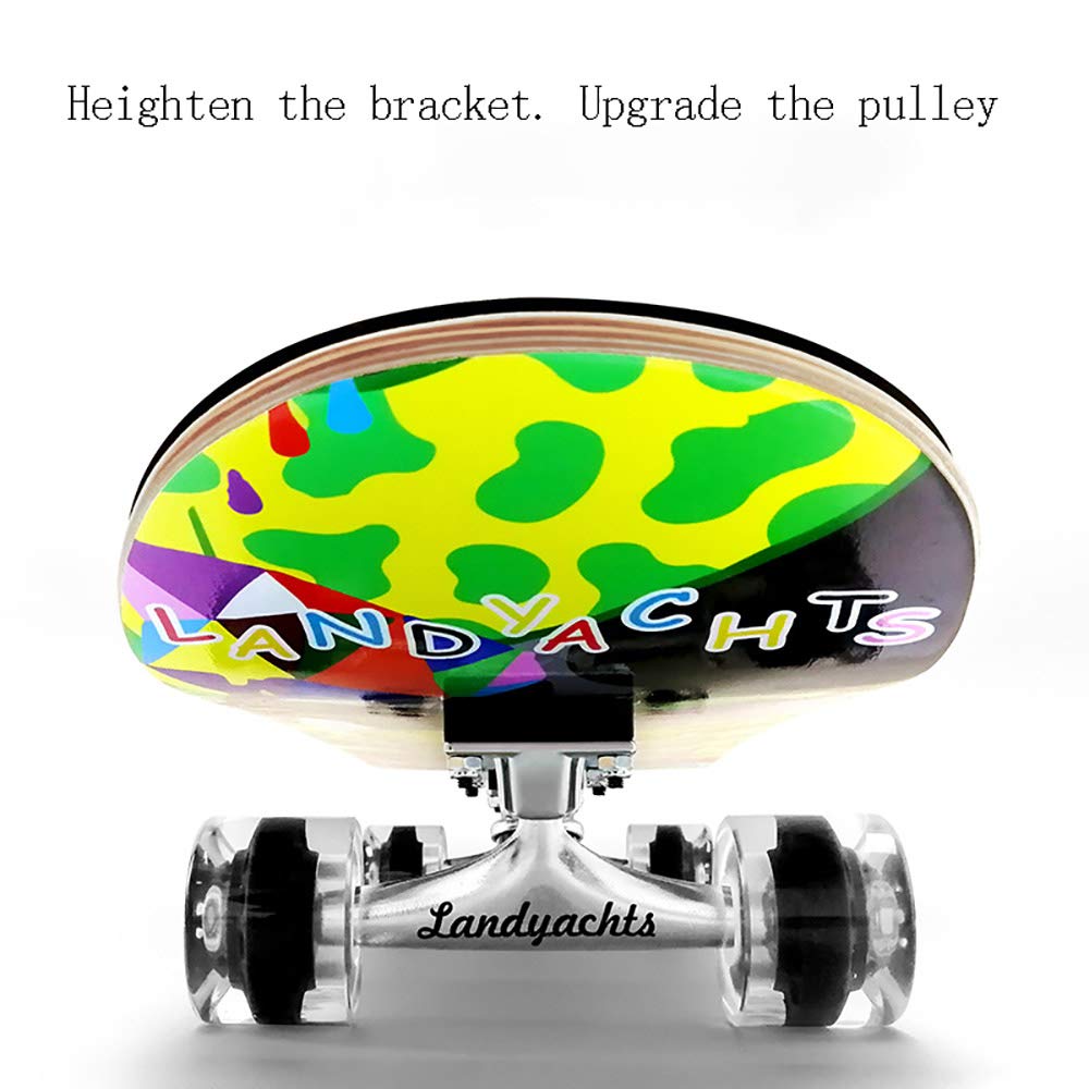 Adultos Niños con Skateboard, 9Capas Maple Wood Tabla de Skate Retro,PU Anchura Rueda+Mute Alta Velocidad Rodamientos, para Principiantes y Profesionales 30 * 8in