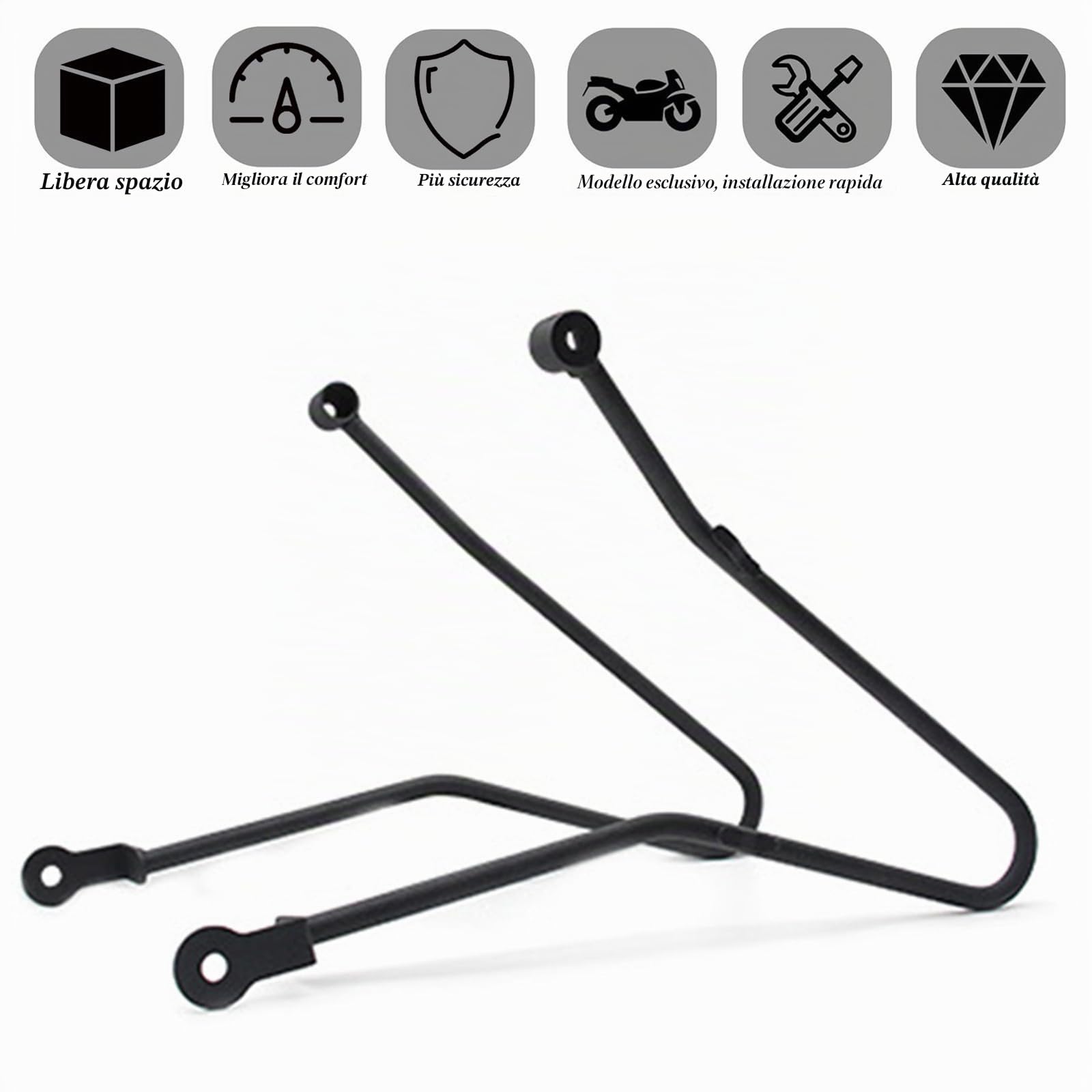 Portapacchi laterali per moto in ferro per bagagli da viaggio, robusto portapacchi posteriore compatibile con Triumph Bonneville T100 T120 T900 (nero)