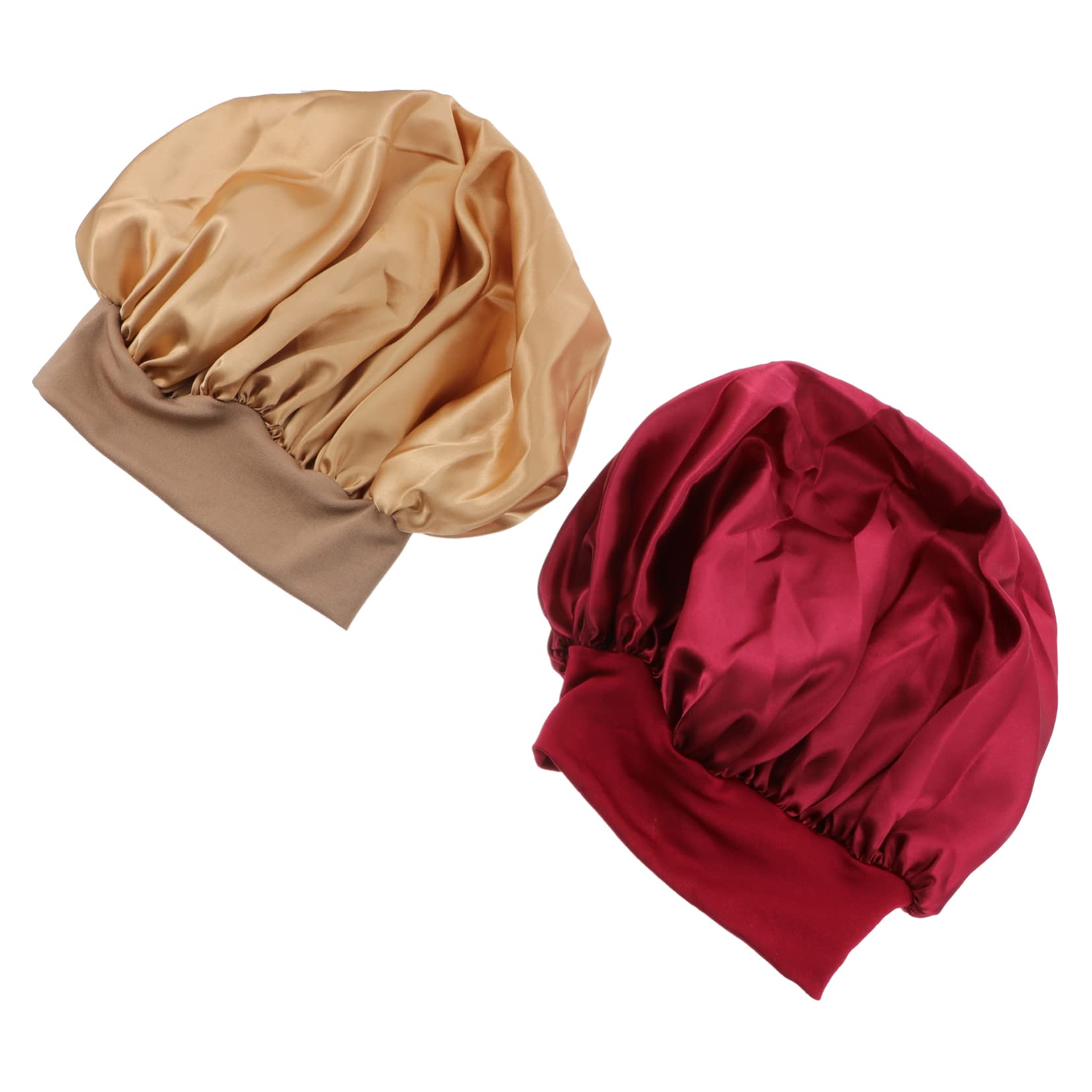 FRCOLOR 2pcs Hat Xxl Hat Satin Sleep Bonnet Bandana for Men Satin Lined Night Sleeping Hat Cap Women Satin Turban Hair Bonnet Wide Side Sleeping Cap Sleep Head Cover At Night Russ