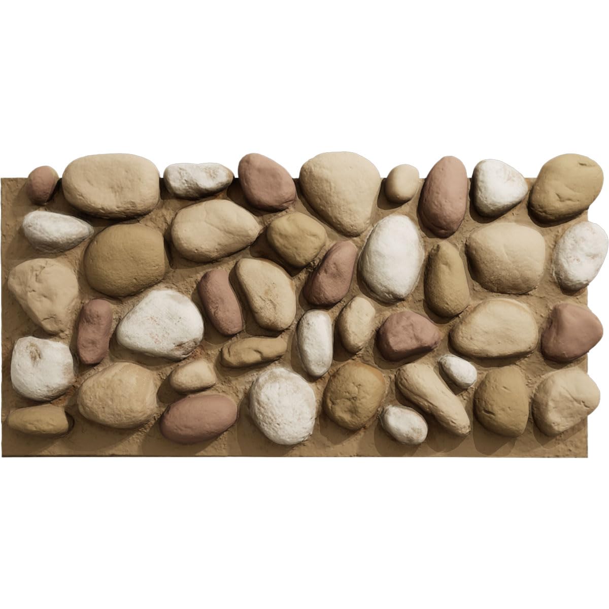 EverStone River Rock Faux Rock Panel, 49"W x 24 3/4"H x 3"D, Canyon Dune Color