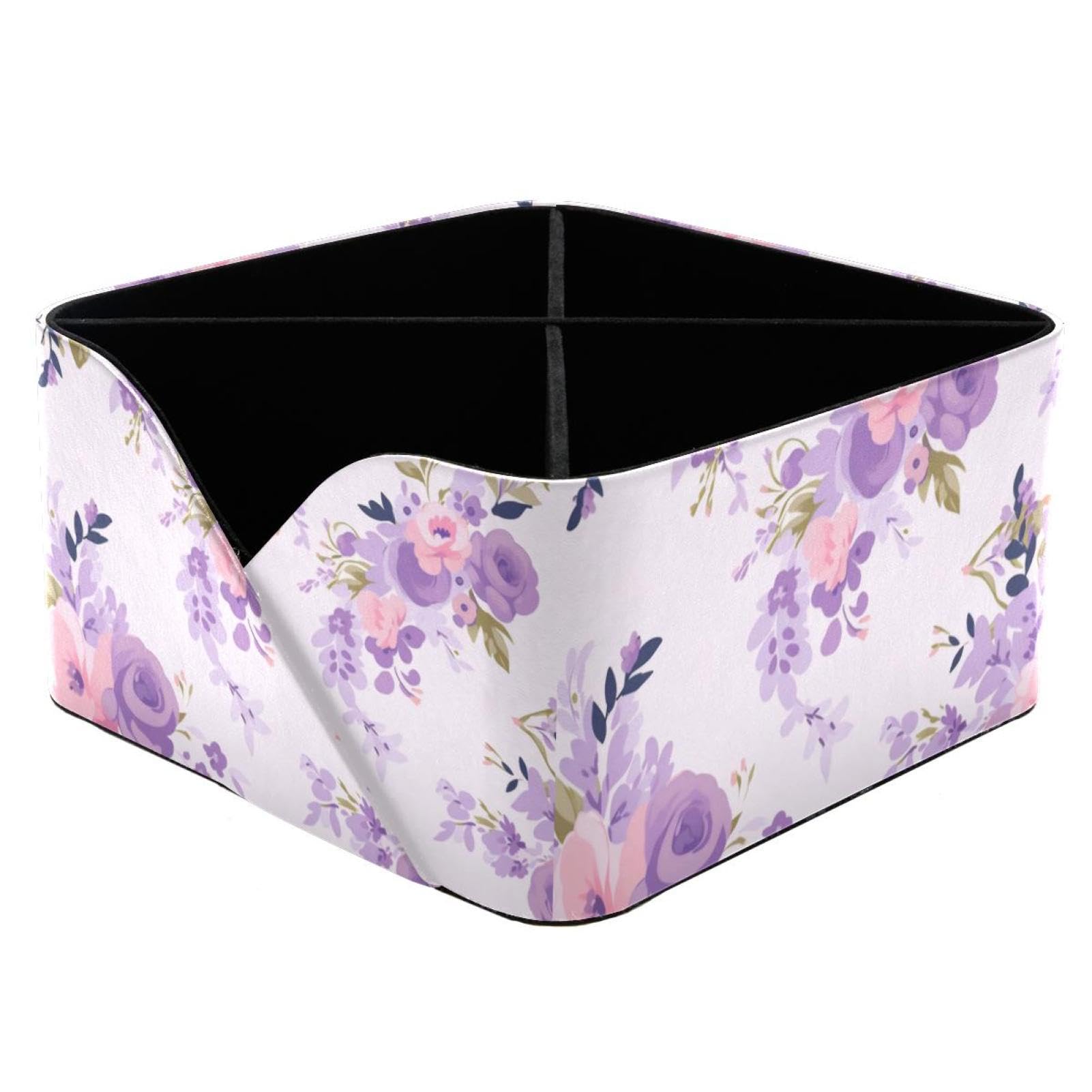 Boîte de rangement rectangulaire violette pour harmoniser votre bureau et vos soins de beauté