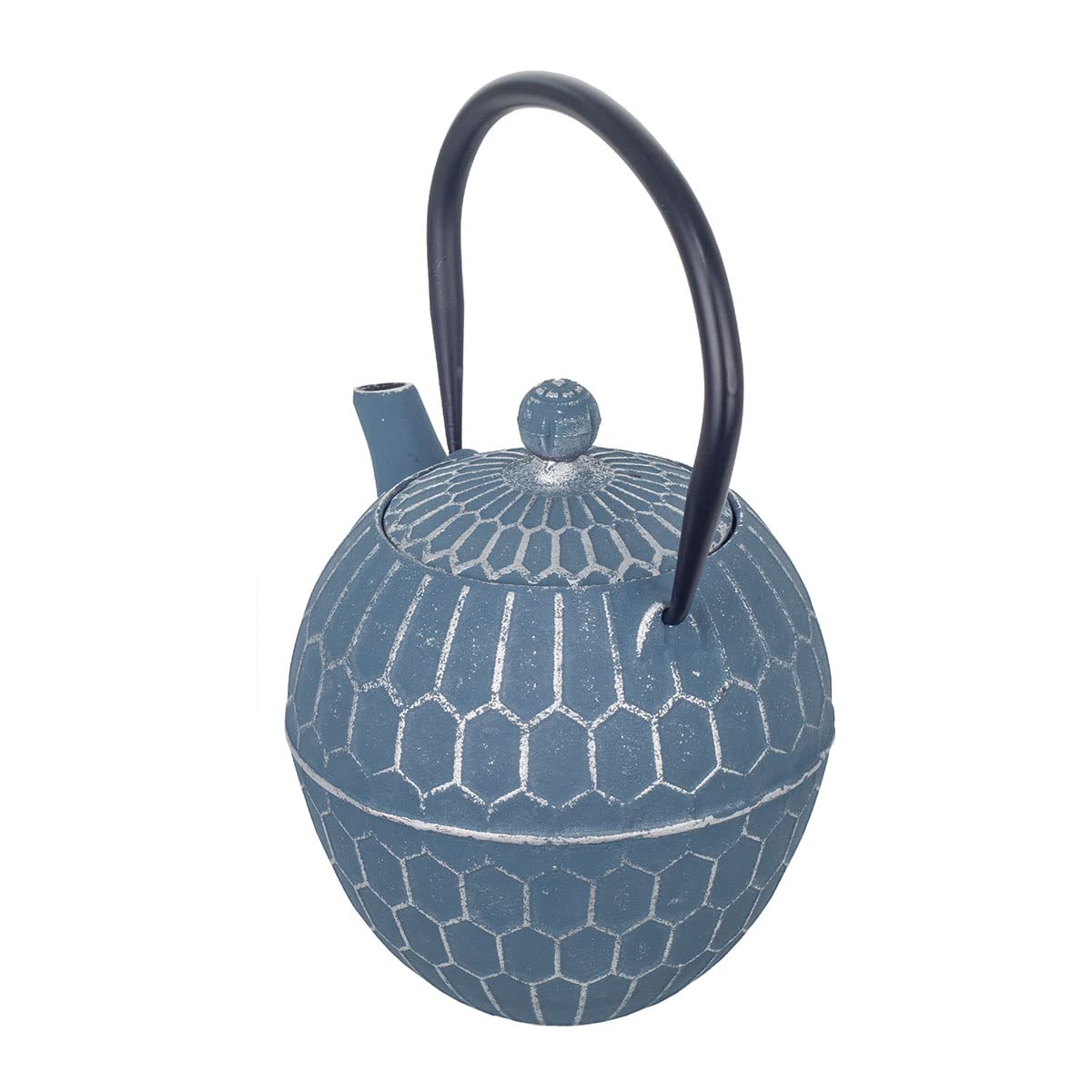 Tetera con Filtro Infusor 1,3L, Hierro Fundido Azul Gris, Té Japonés Oriental, Decoración Etnica Elegante, 17 cm