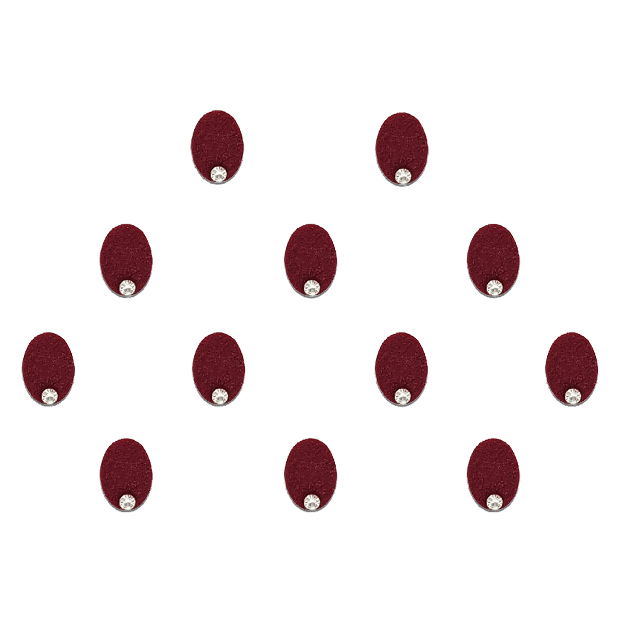Comet Busters Maroon Oval Velvet Bindis With Stone (8 mm) (BIN1400)-picture-17
