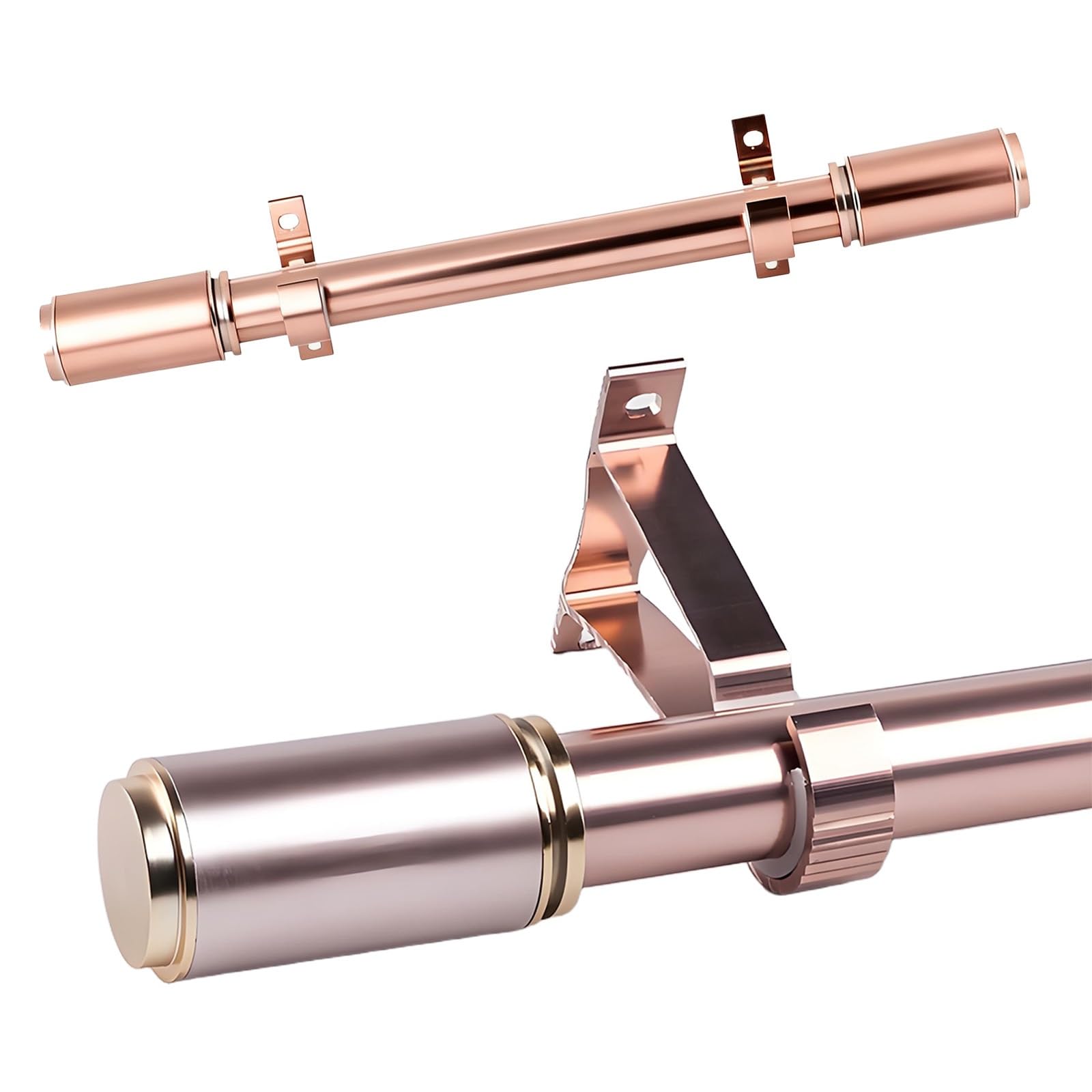 Black Curtain Rods 100-470 cm, Heavy Duty Drapery Rod, Decoration Window Rod for Bedroom/Room Divider/Door, Outdoor/Indoor Modern Curtains Pole, Metal(Rose Gold,380cm/12.5FT)
