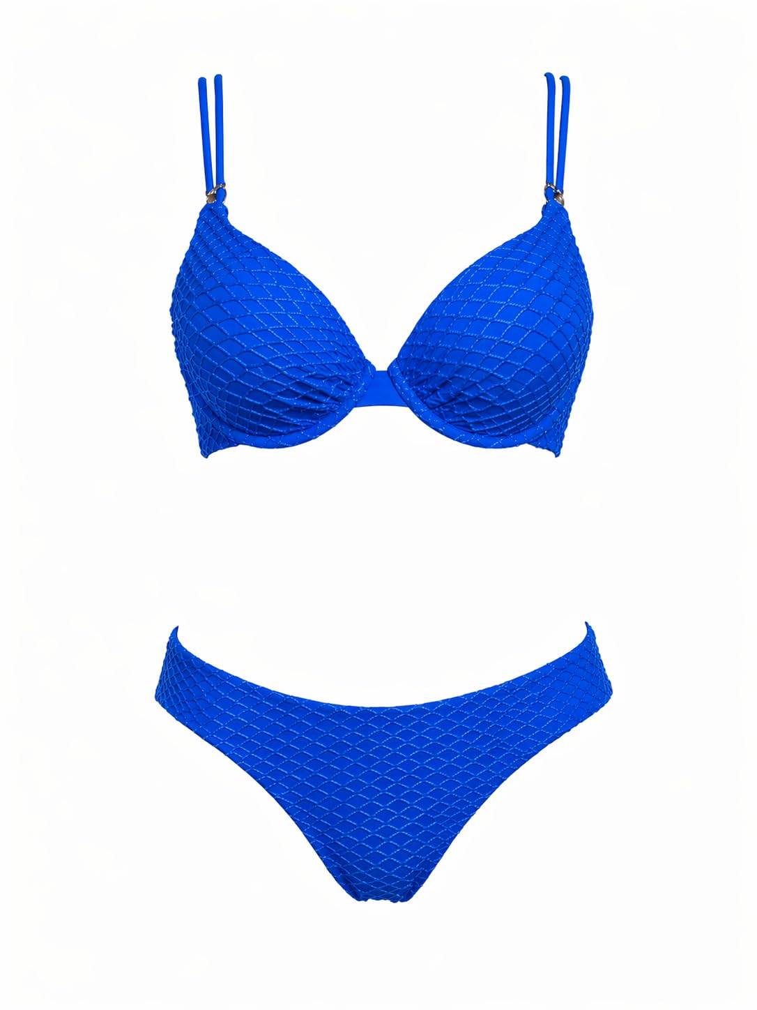 Bikini Donna Top con Ferretto e Coppe Foderate - Slip Reversibile Regolabile in Altezza Made in Italy