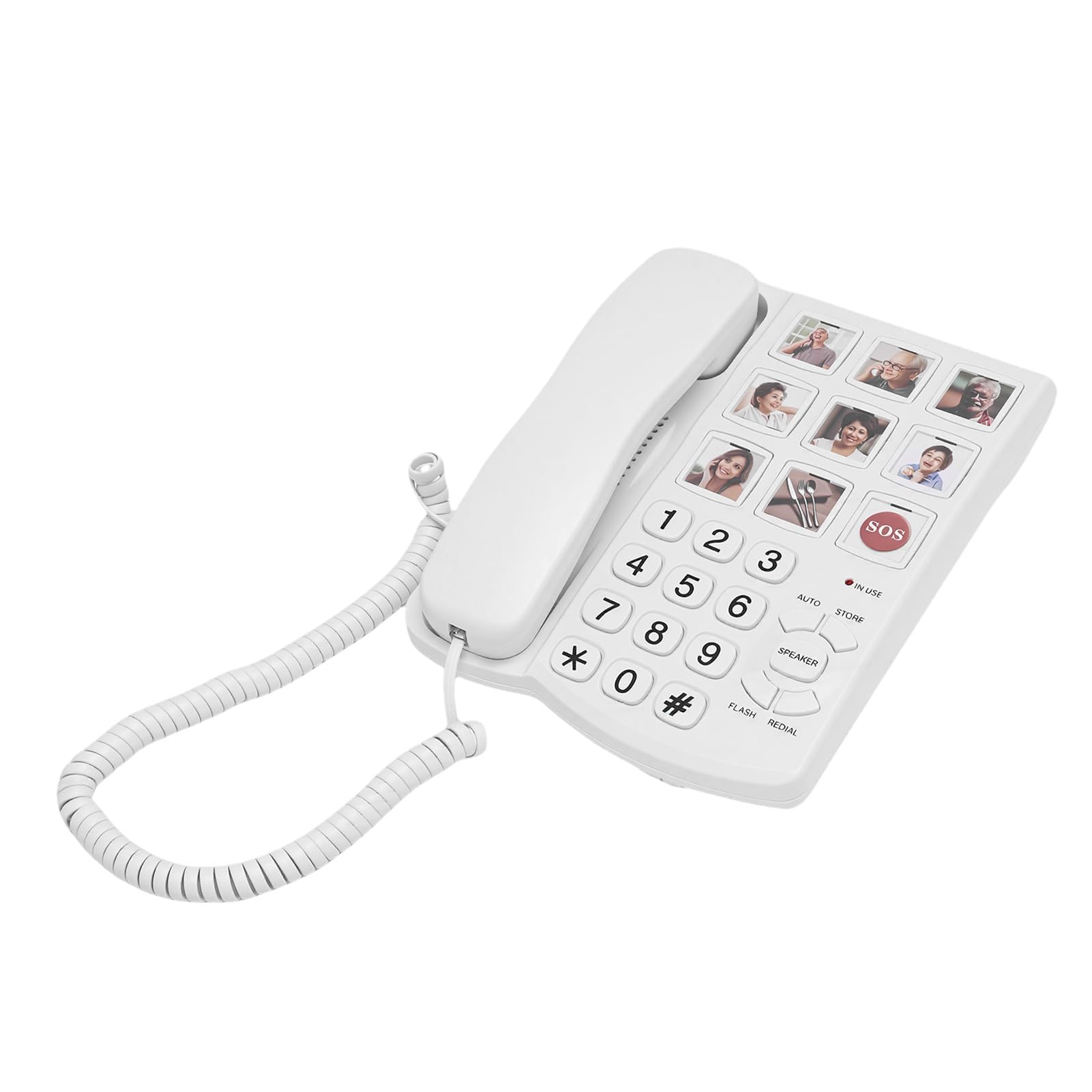 Tosuny Telefono con Tasti Grandi per Anziani, Telefono Fisso con Filo con 9 Chiamate One Touch, Volume Regolabile e Funzione SOS, per Non Vedenti e Anziani