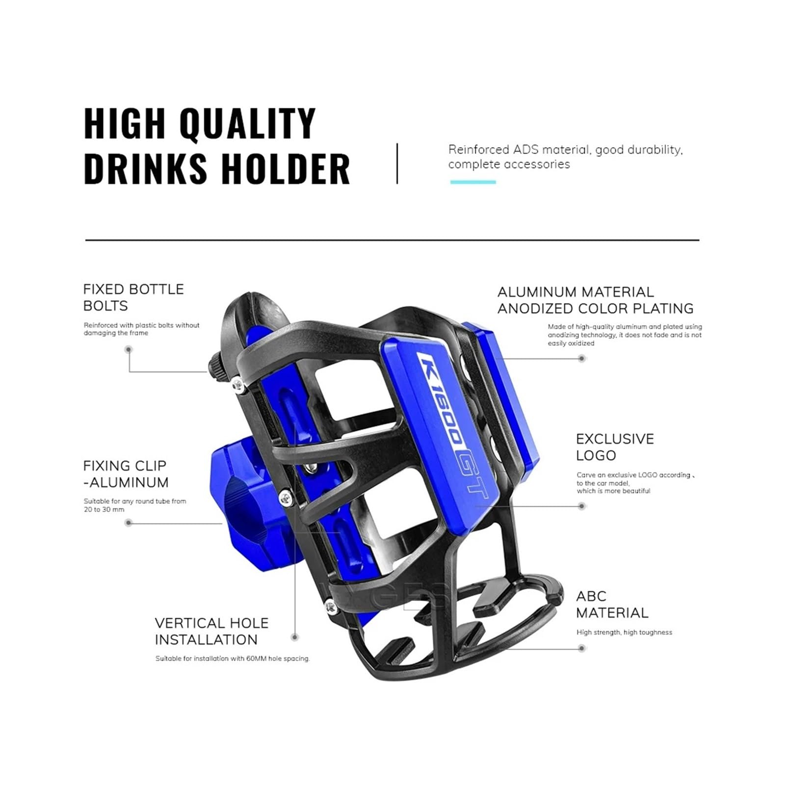 Moto Bottiglia di Acqua Gabbia Supporto di Tazza Per BM@&W K1600GT K 1600 GT K1600GTL K1600 GTL K1600B K1600GA Portaborraccia Per Moto Portabicchieri(Aa-1)