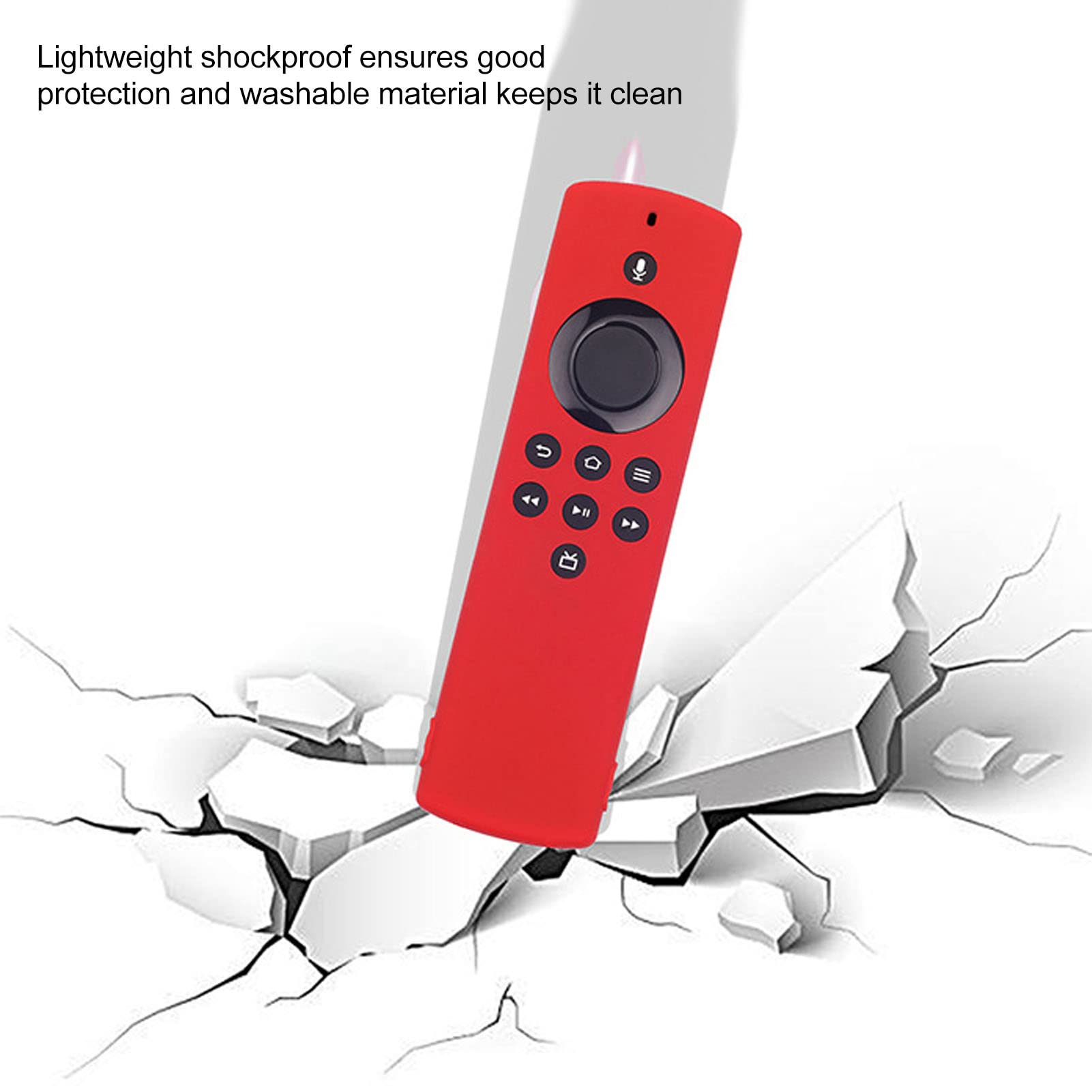 Alomejor Funda Protectora de Silicona a Prueba de Golpes para Mando a Distancia Fire TV Stick Lite, Funda de Mando a Distancia Lavable y Respetuosa con la Piel para Familia y Niños (Conjunto Rojo)