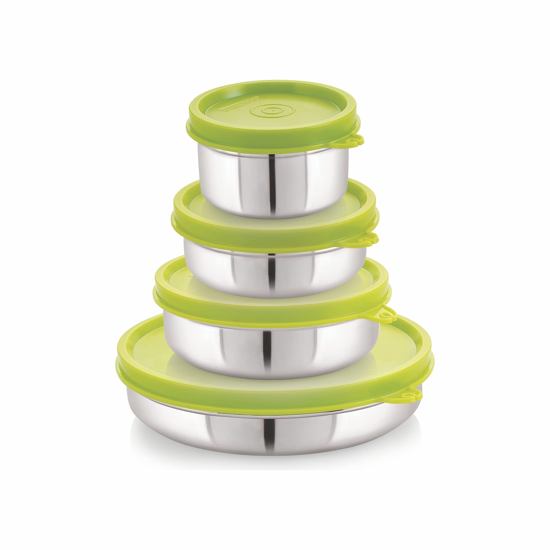 STEELLOCKFlex Stainless Steel Containers Size Slim 150ml x 1, 200ml x 1, 350ml x 1, 550ml x 1 (Green)