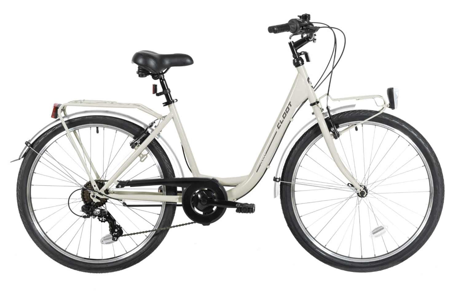 CLOOT Leichtes Urban-Fahrrad 26 Zoll mit 6 Gängen Ergonomischer Verstellbarer Sattel Gepäckträger Beleuchtung den Täglichen Gebrauch Retro-Design für Damen und Herren Körpergröße 1,59–1,83