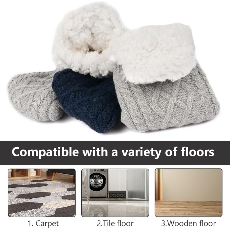 flintronic 1 Paia Calzini a Pantofola per Donna e Uomo, Morbidi e Caldi, Comodi, Caldi Calzini Foderati in Lana, Antiscivolo per Interni