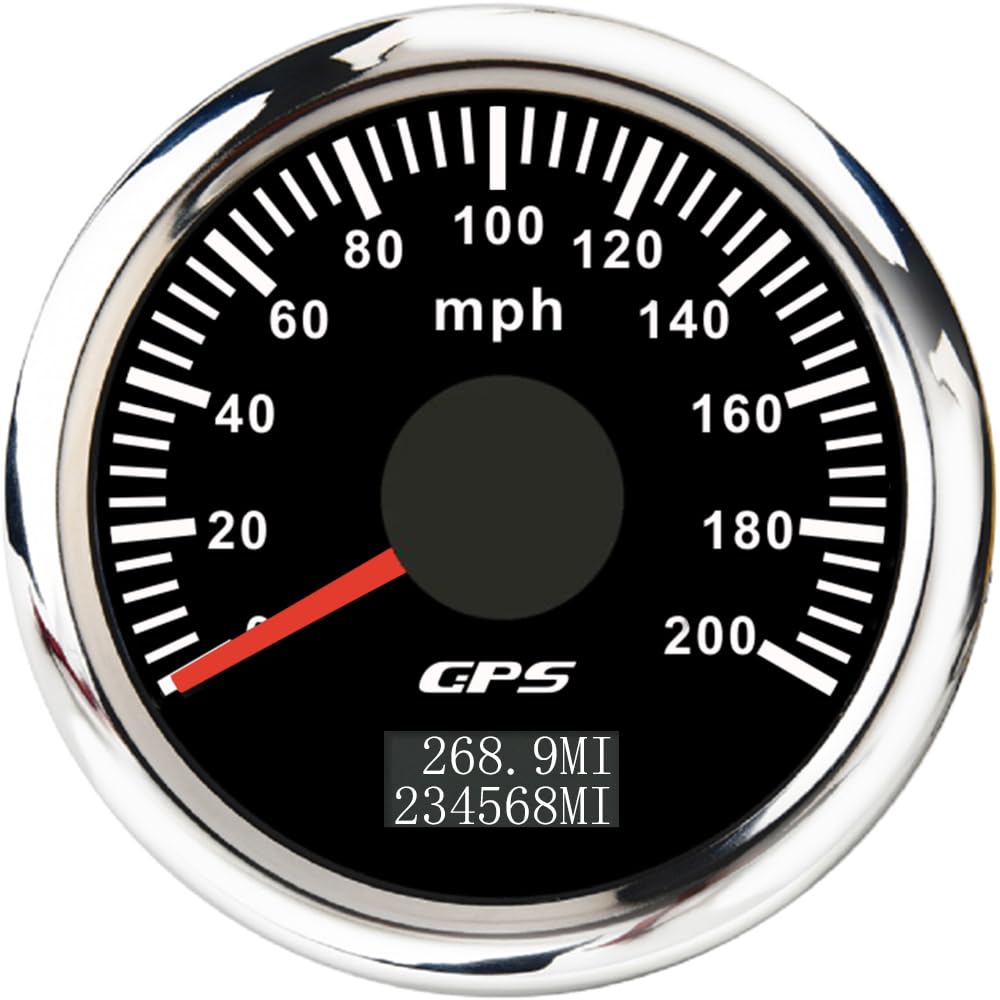 ELING 52mm GPS Speedometer 0-200mph Speed Display with 7 Colors Backlight 12V 24V for Car Sedan