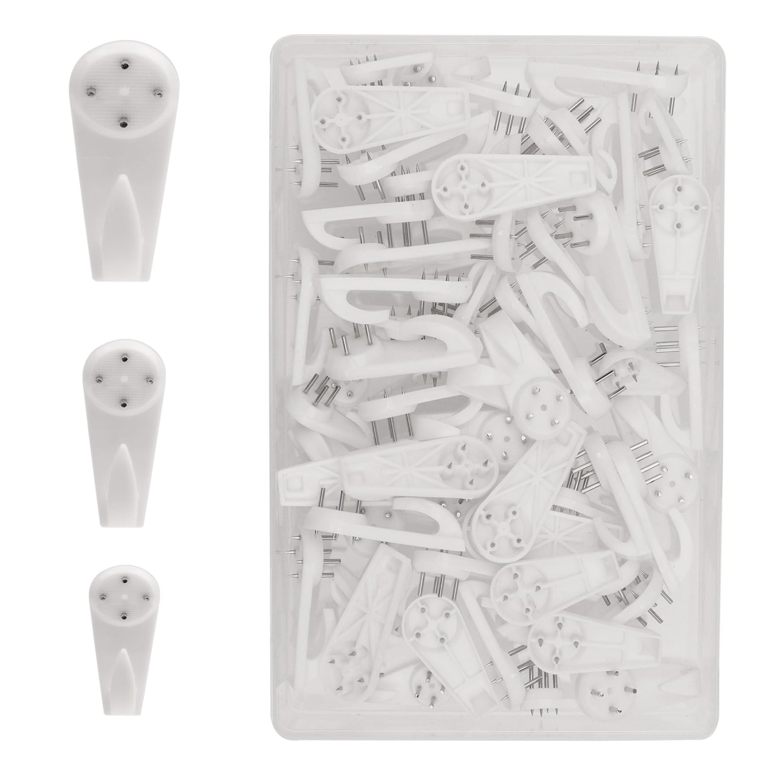Annzhao White Non-Trace Picture Hook,60Pcs Picture Hanging Kit For Frame Fixing,Wall Studs,For Fixing Picture Frames On Lime,Plasterboard, Drywall, Latex Wall